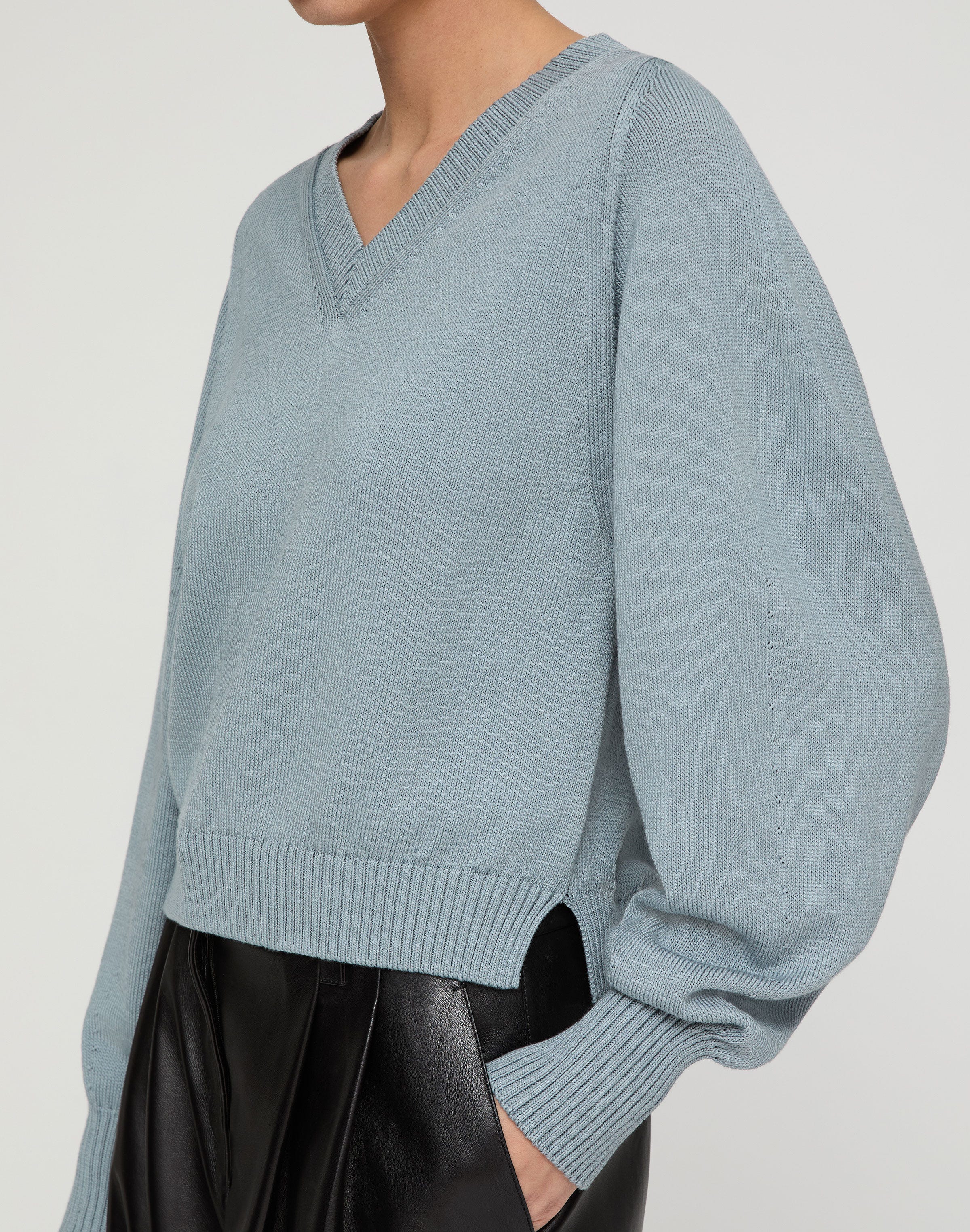 Cotton-Silk V-Neck Sweater