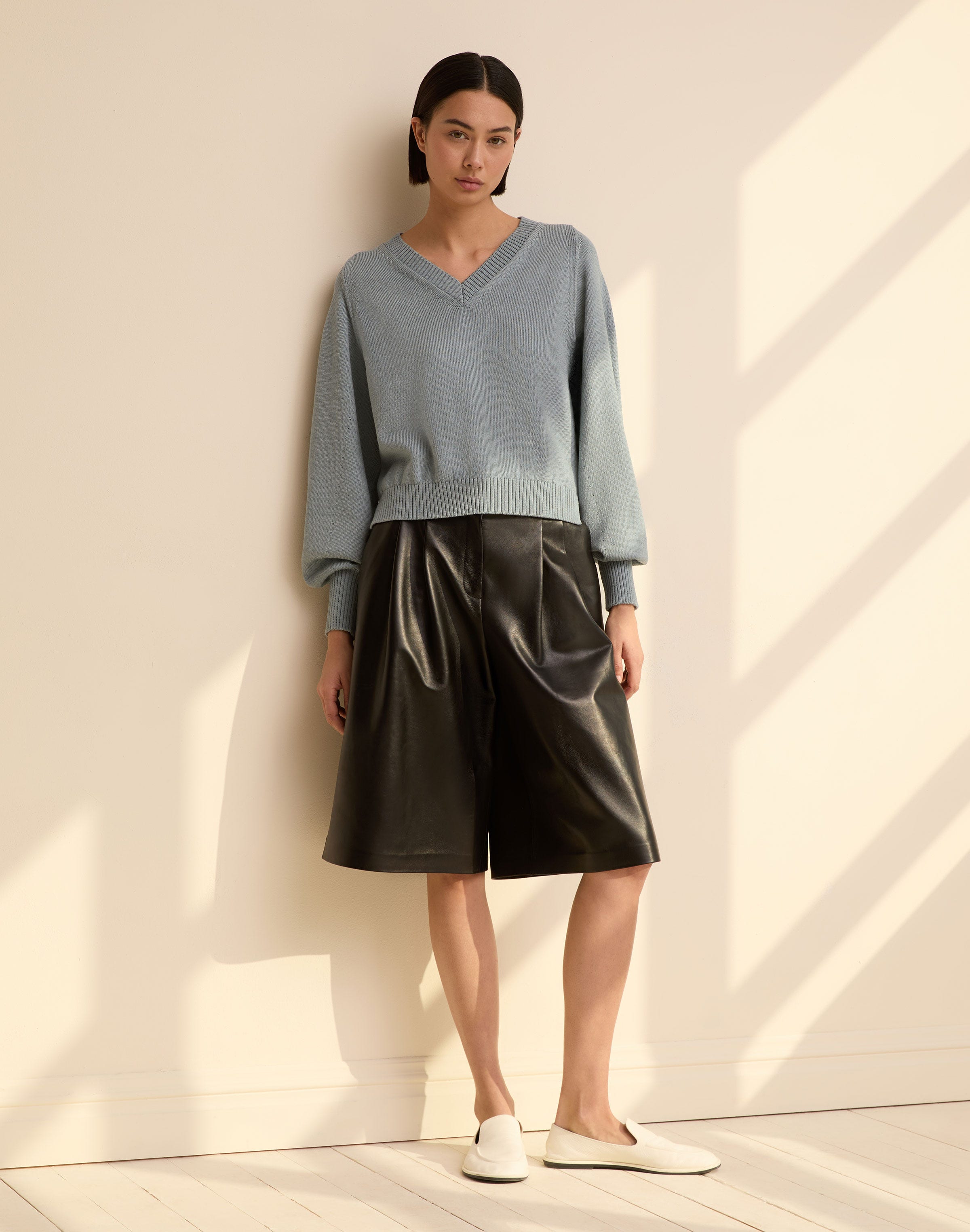 Cotton-Silk V-Neck Sweater