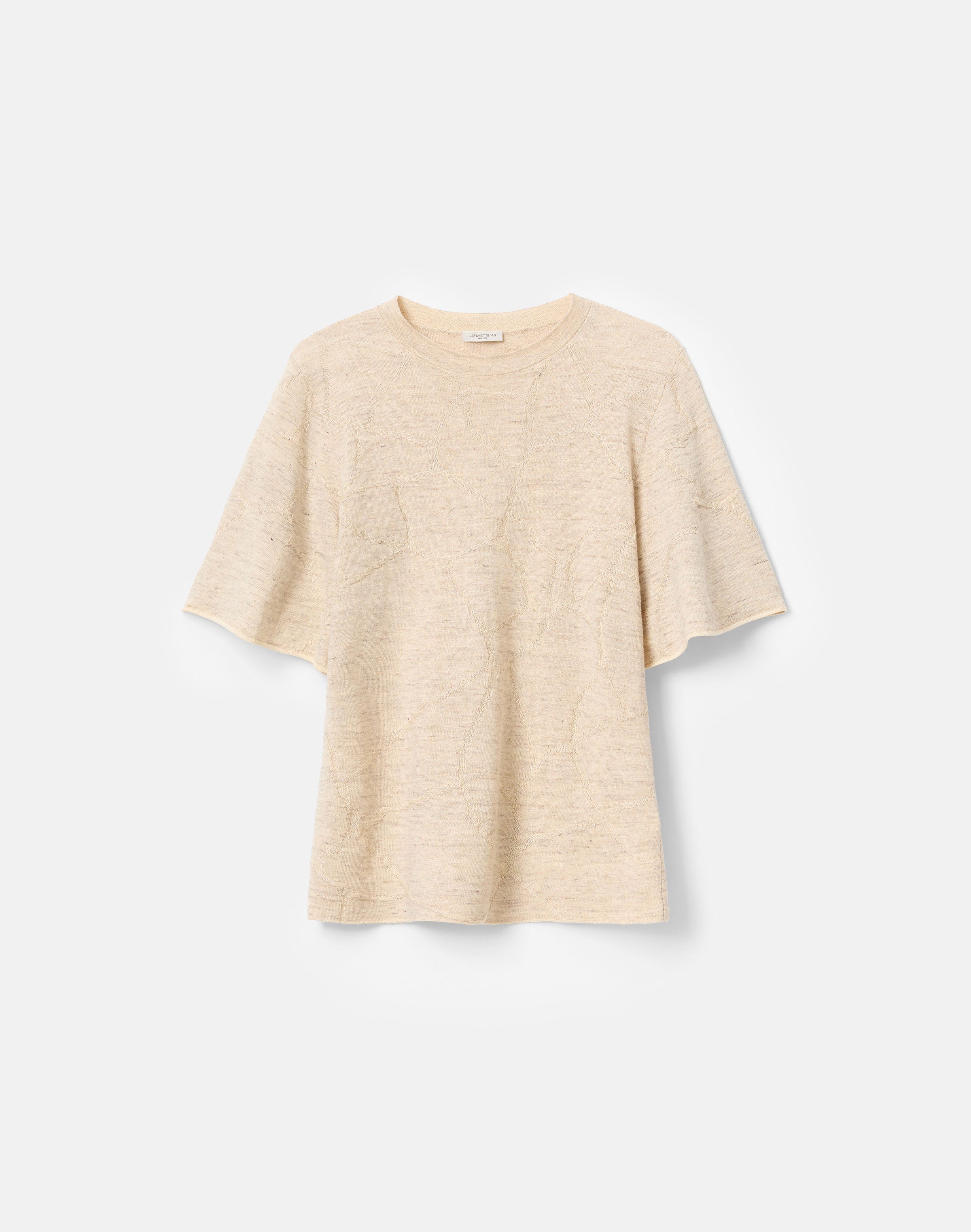 Jacquard Flutter Sleeve Knit Top