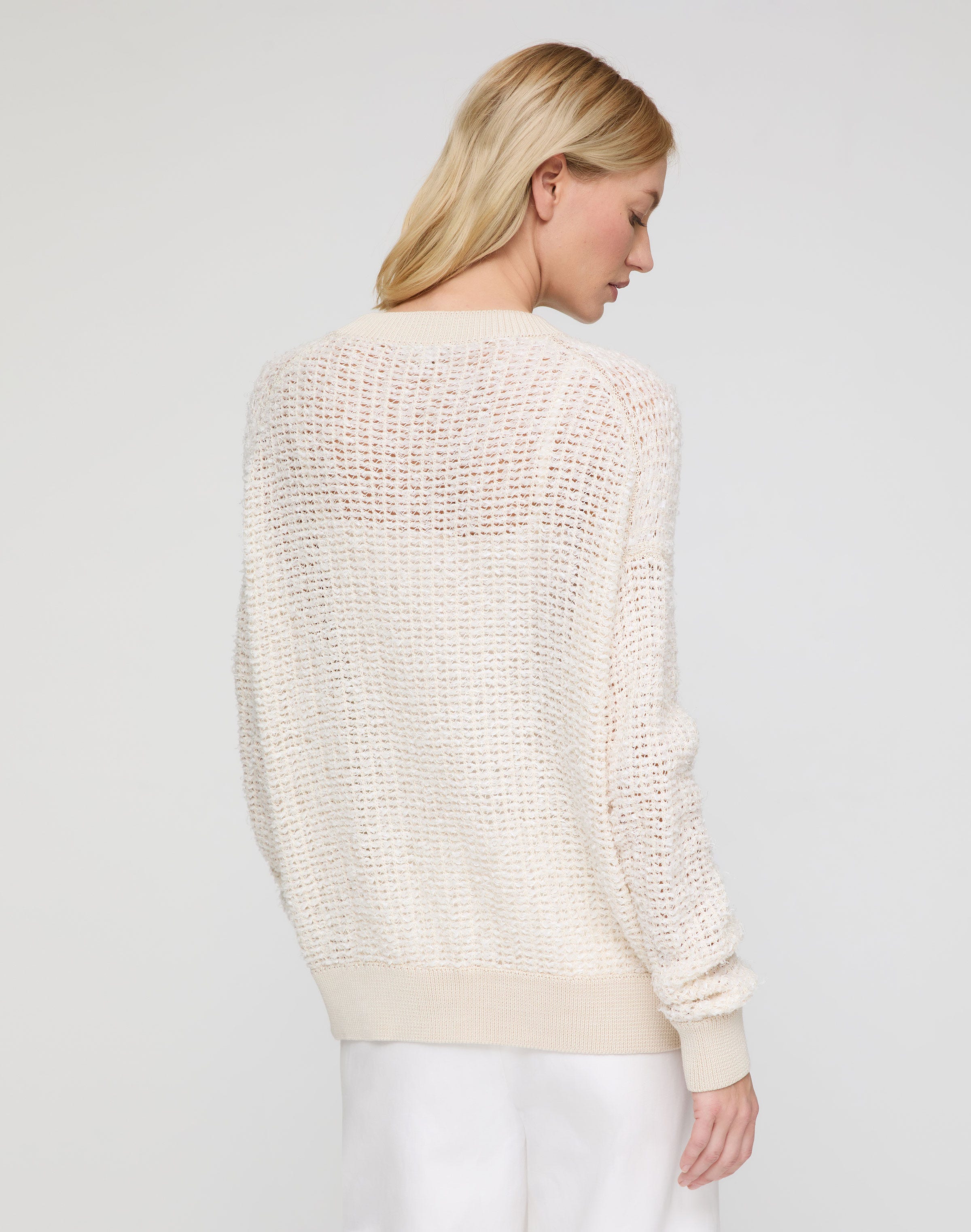 Cotton-Linen Open Knit Sweater