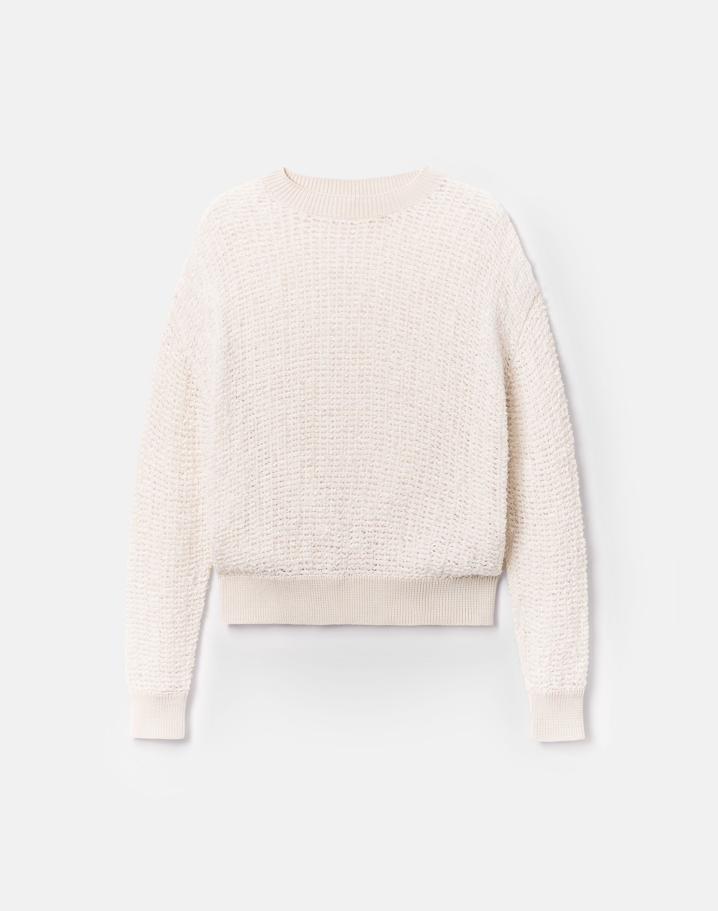 Cotton-Linen Open Knit Sweater