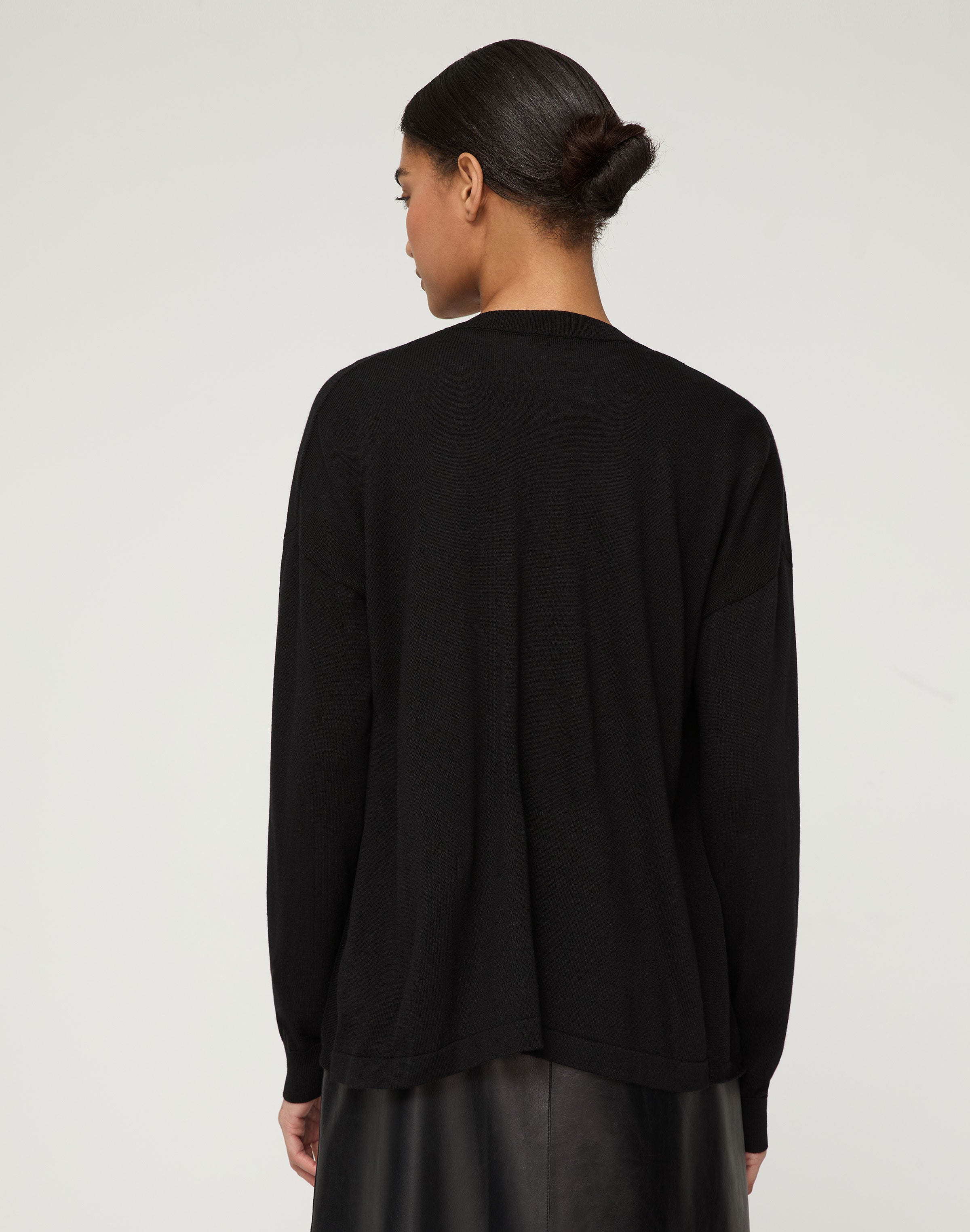Fine Cotton-Silk Wrap Front Oversized Sweater