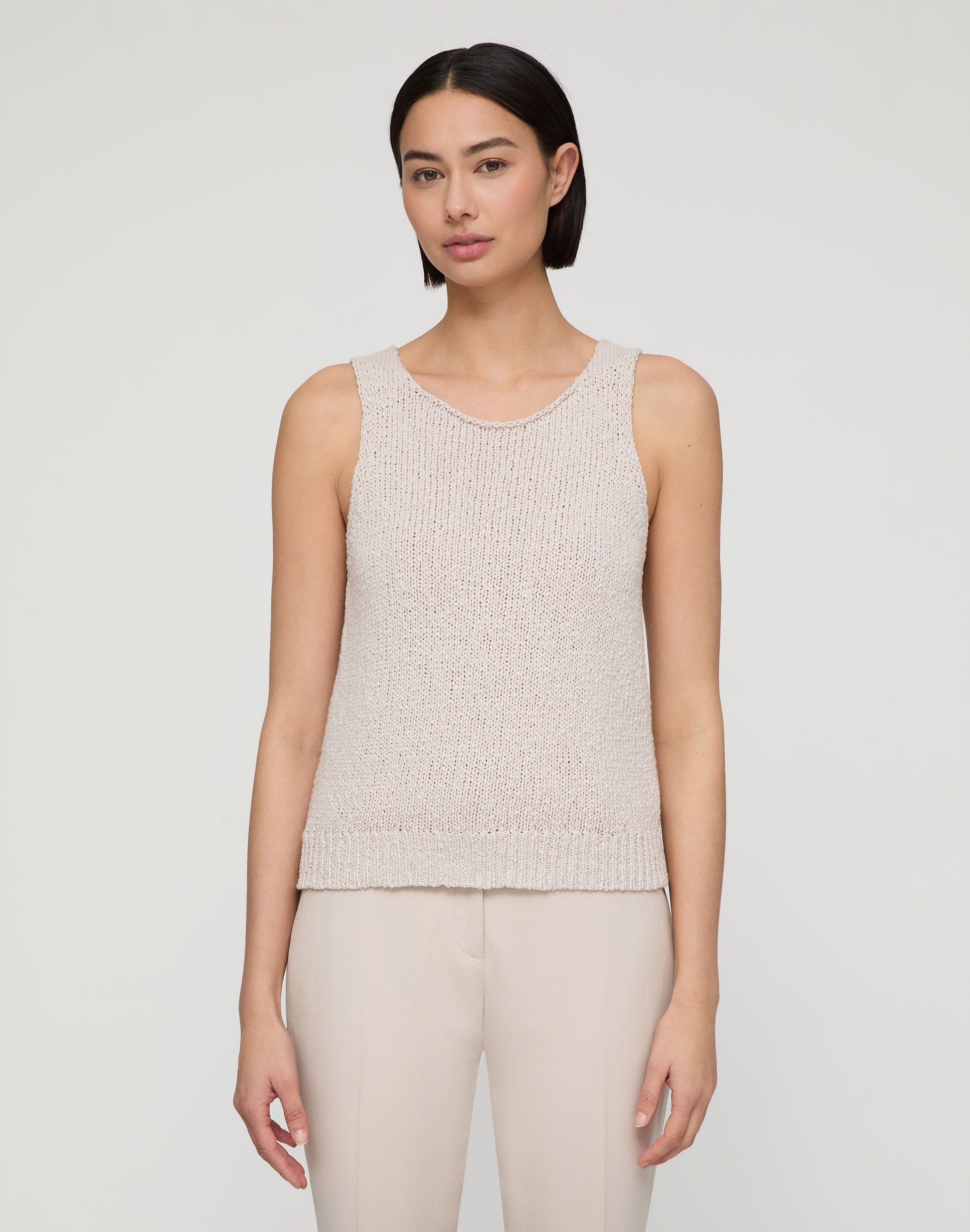 Slub Cotton Scoop Neck Knit Tank