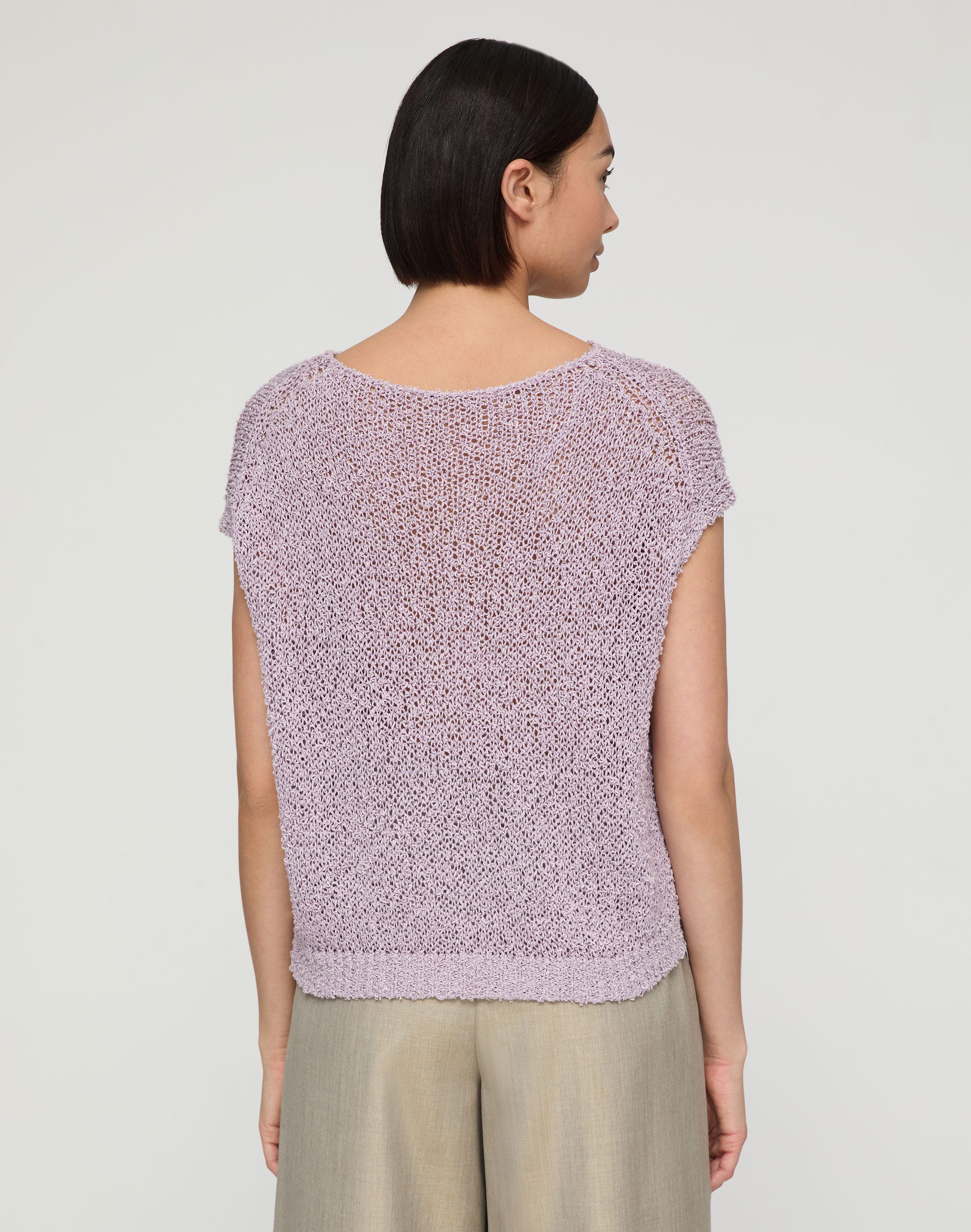 Cotton-Silk Loop Open Stitch Shell