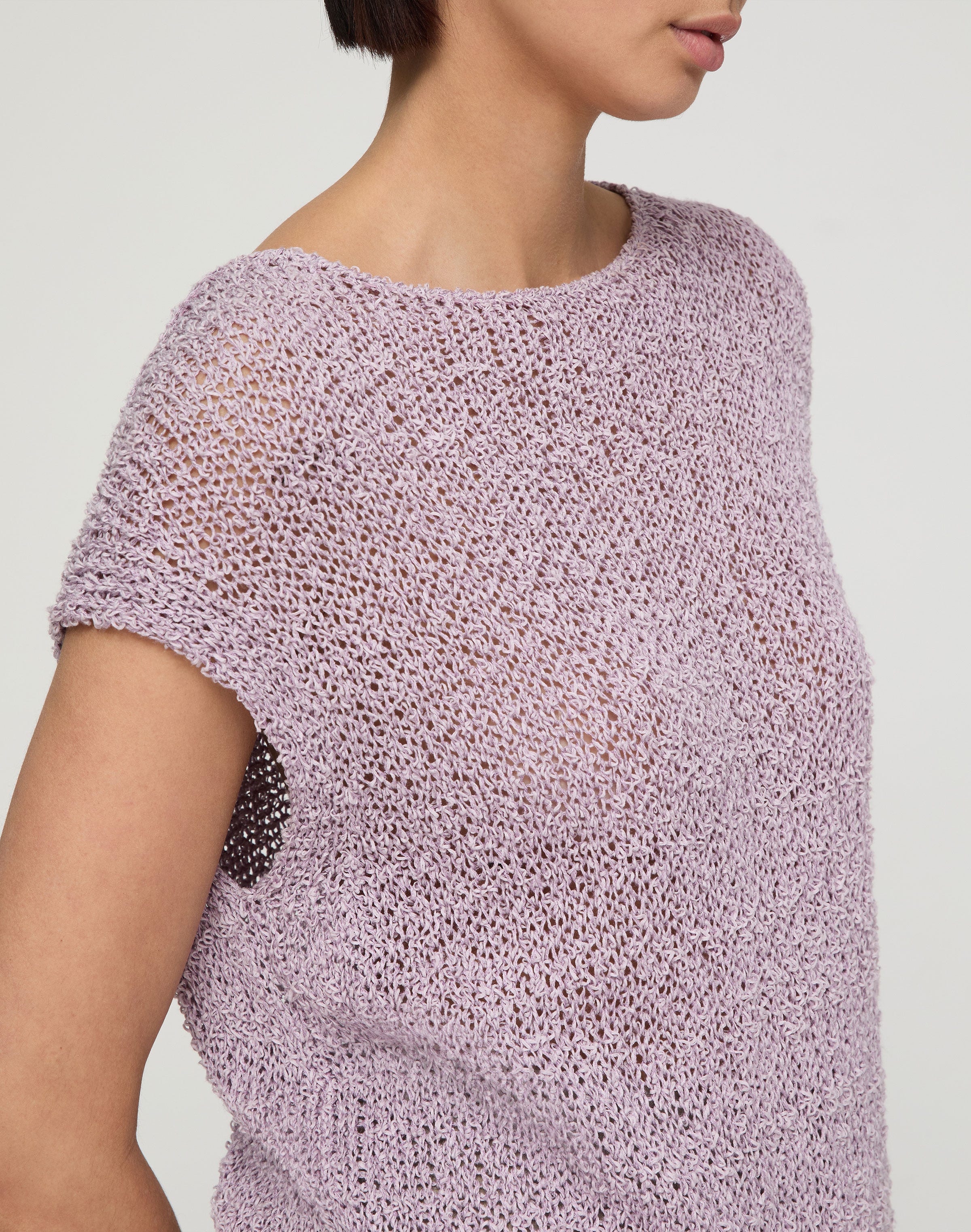 Cotton-Silk Loop Open Stitch Shell