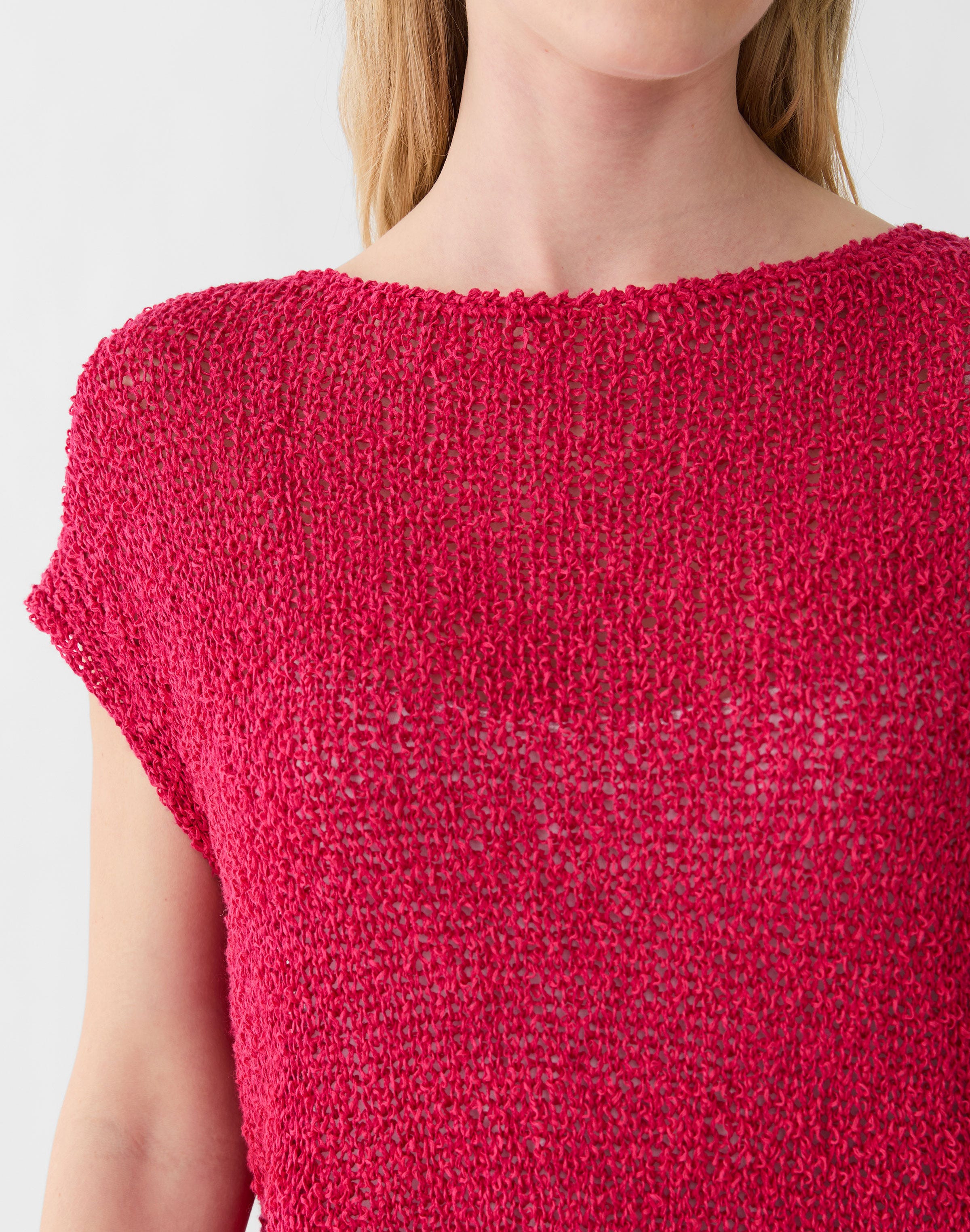 Cotton-Silk Loop Open Stitch Shell