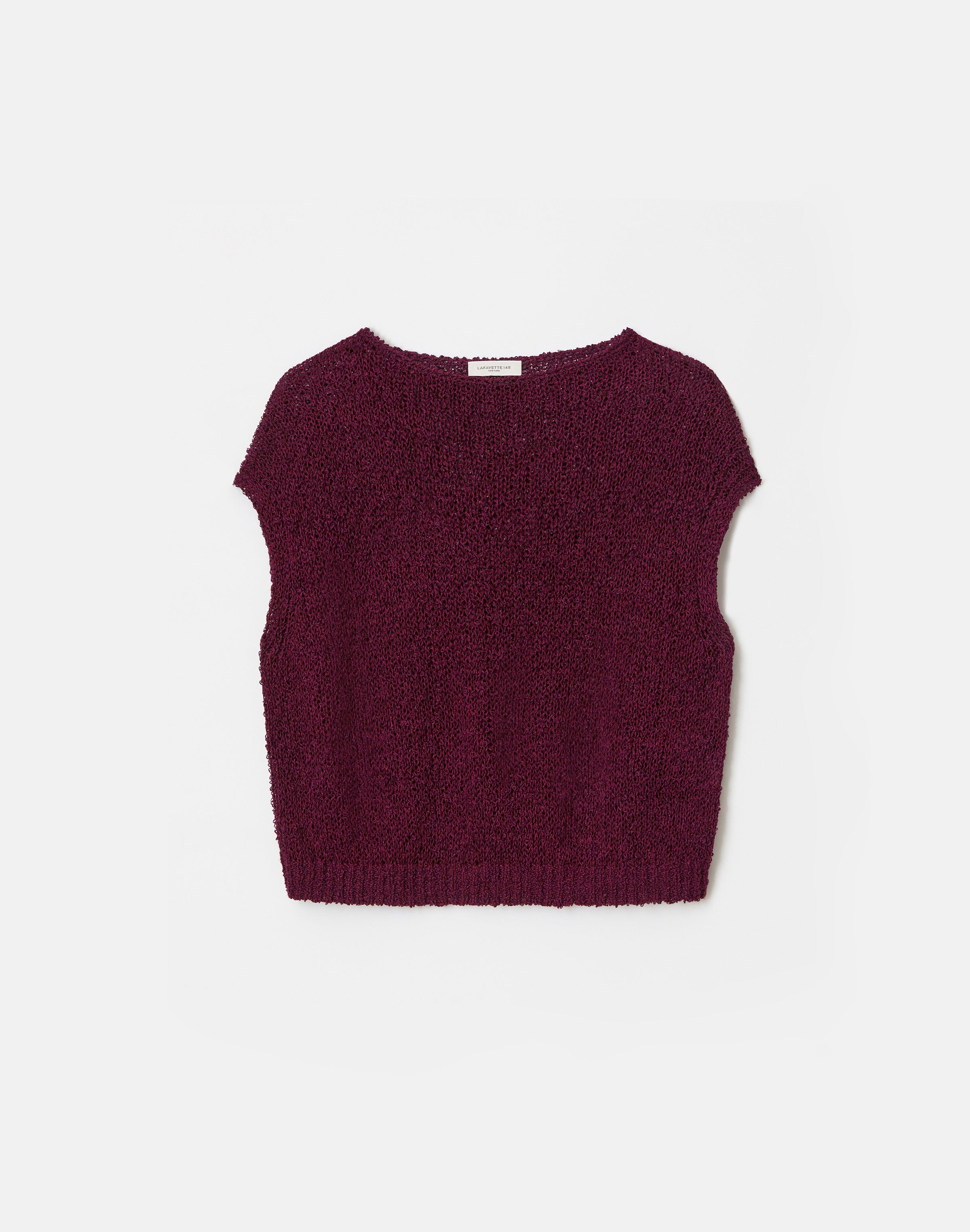 Plus-Size Cotton-Silk Loop Open Stitch Shell