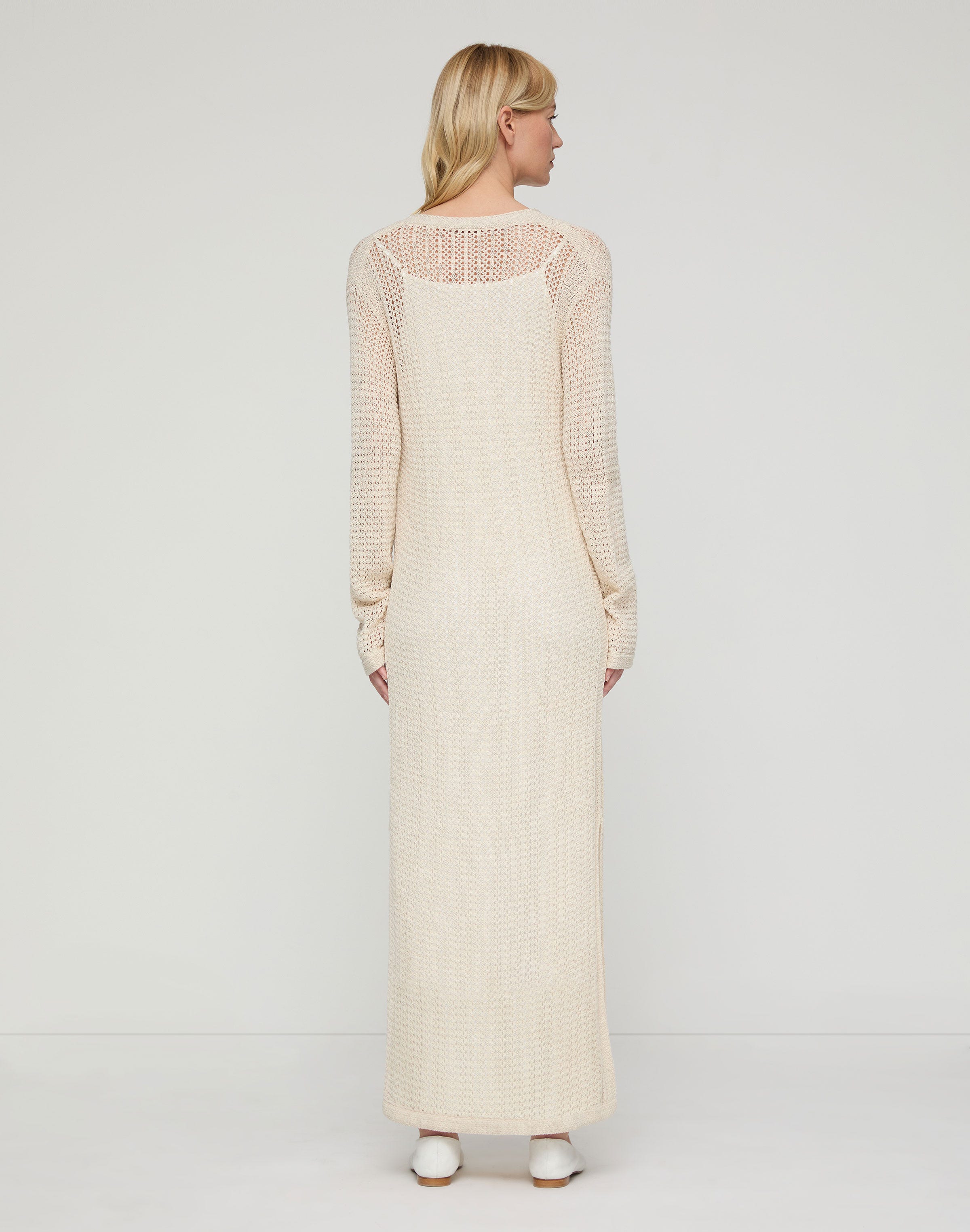 Cotton Open Knit Tunic Maxi Dress
