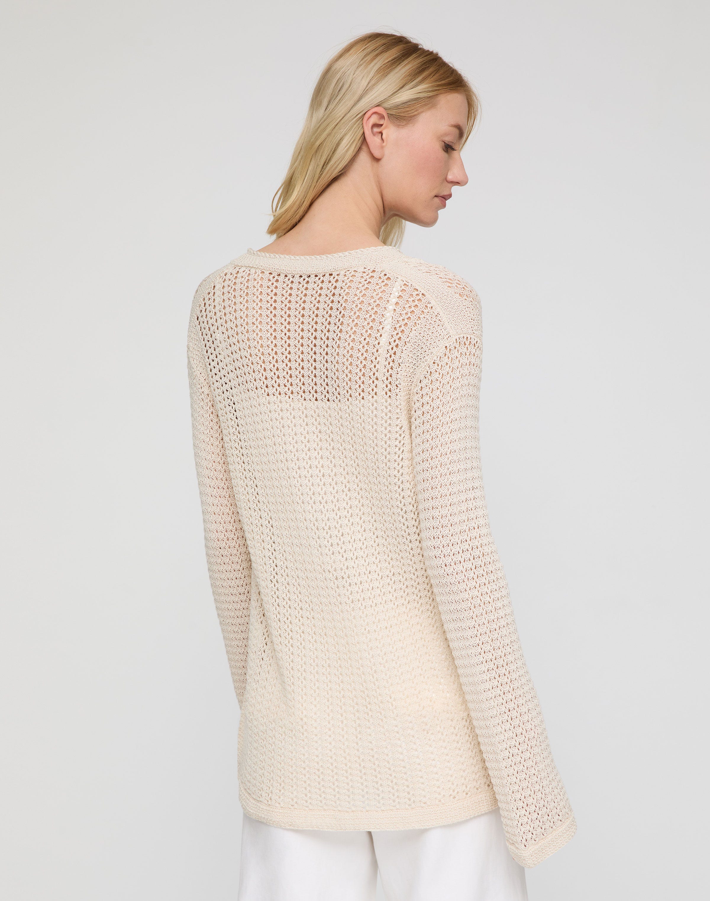 Hand Beaded Cotton Open Knit Tunic