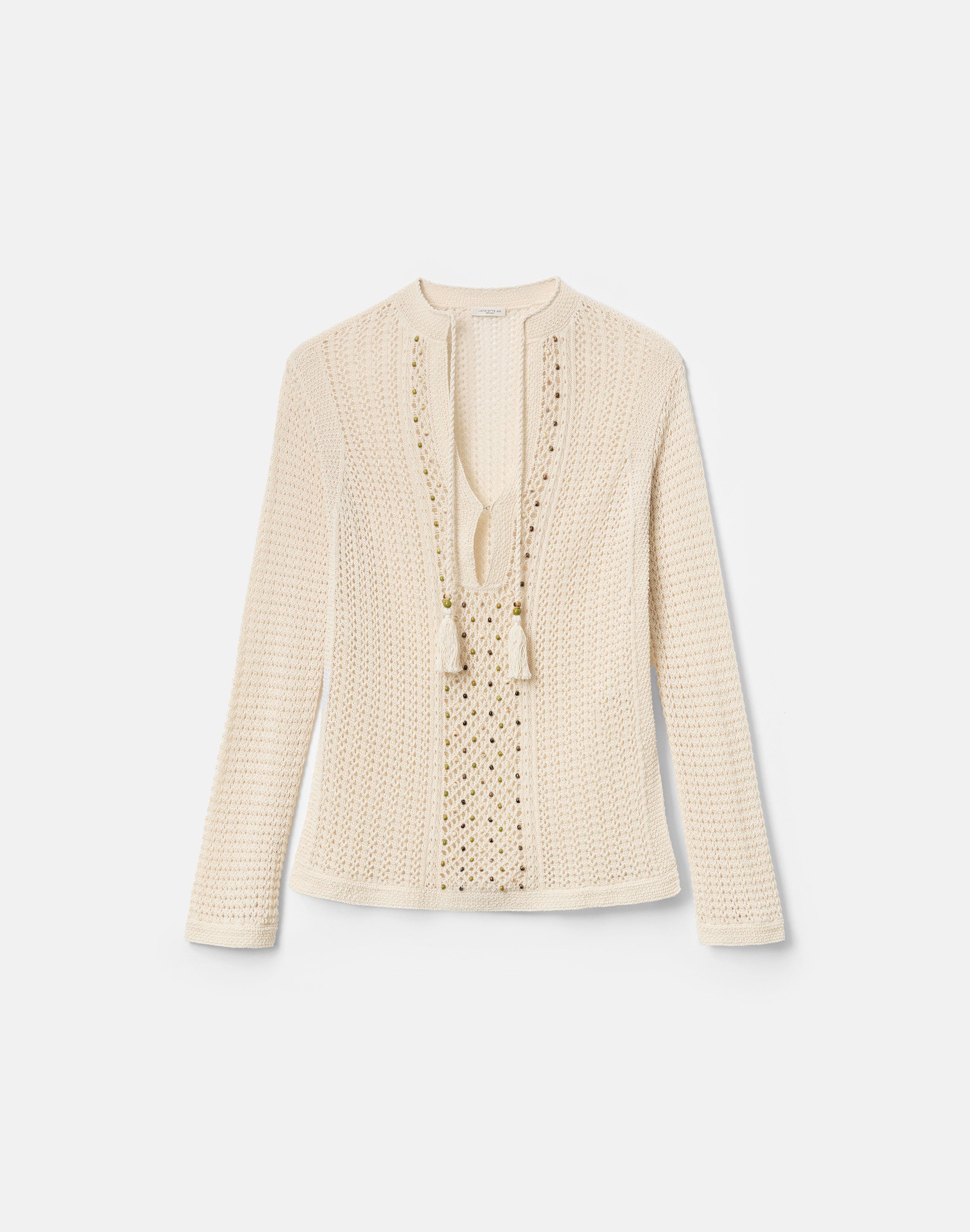 Hand Beaded Cotton Open Knit Tunic