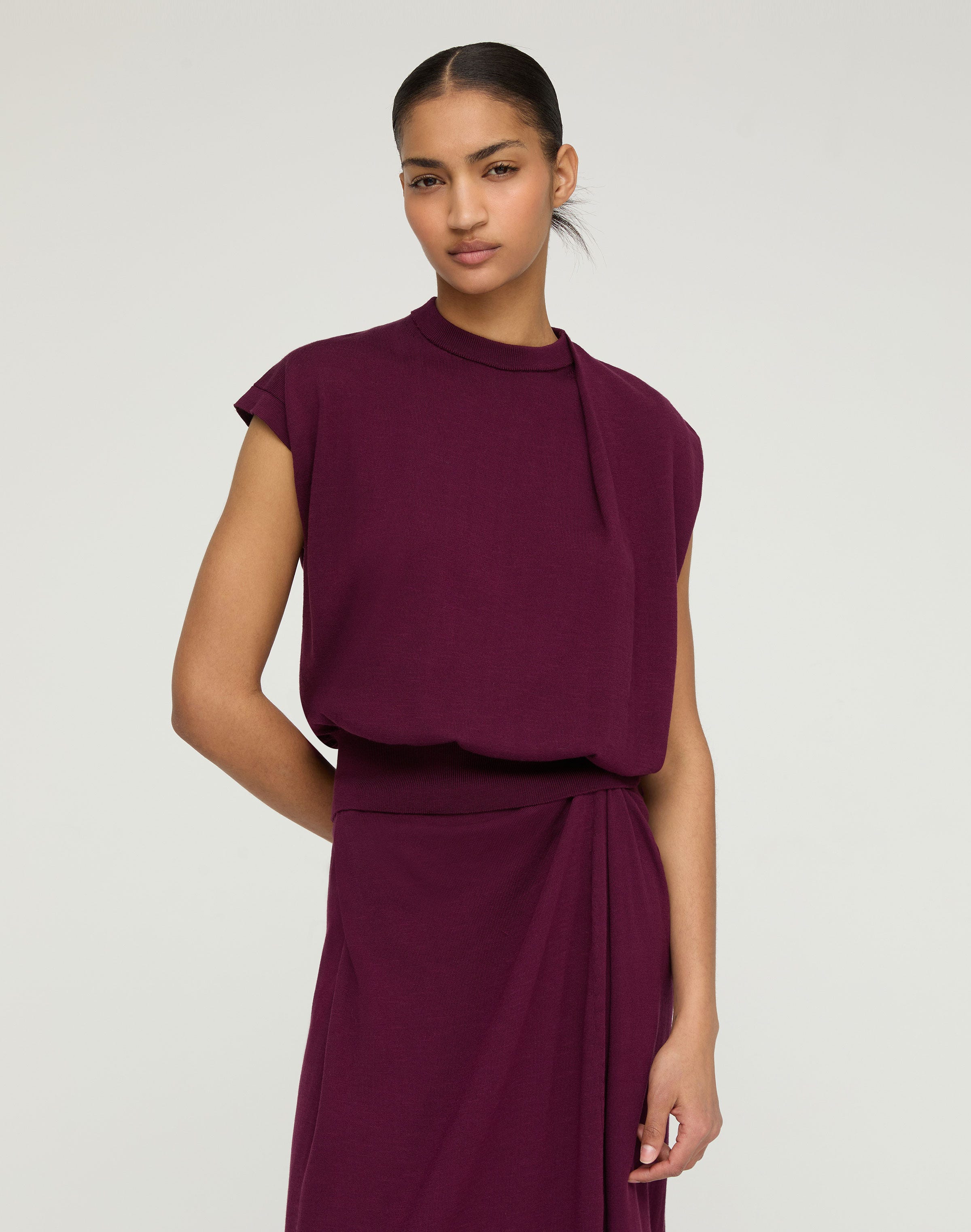 Fine Cotton-Silk Asymmetric Knit Shell