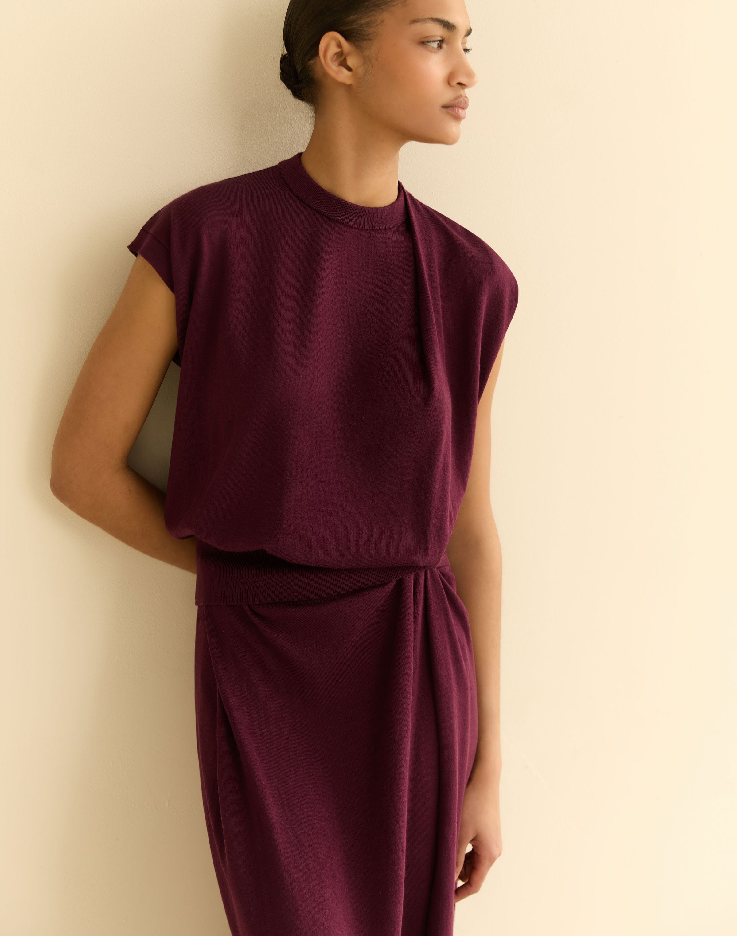 Fine Cotton-Silk Asymmetric Knit Shell