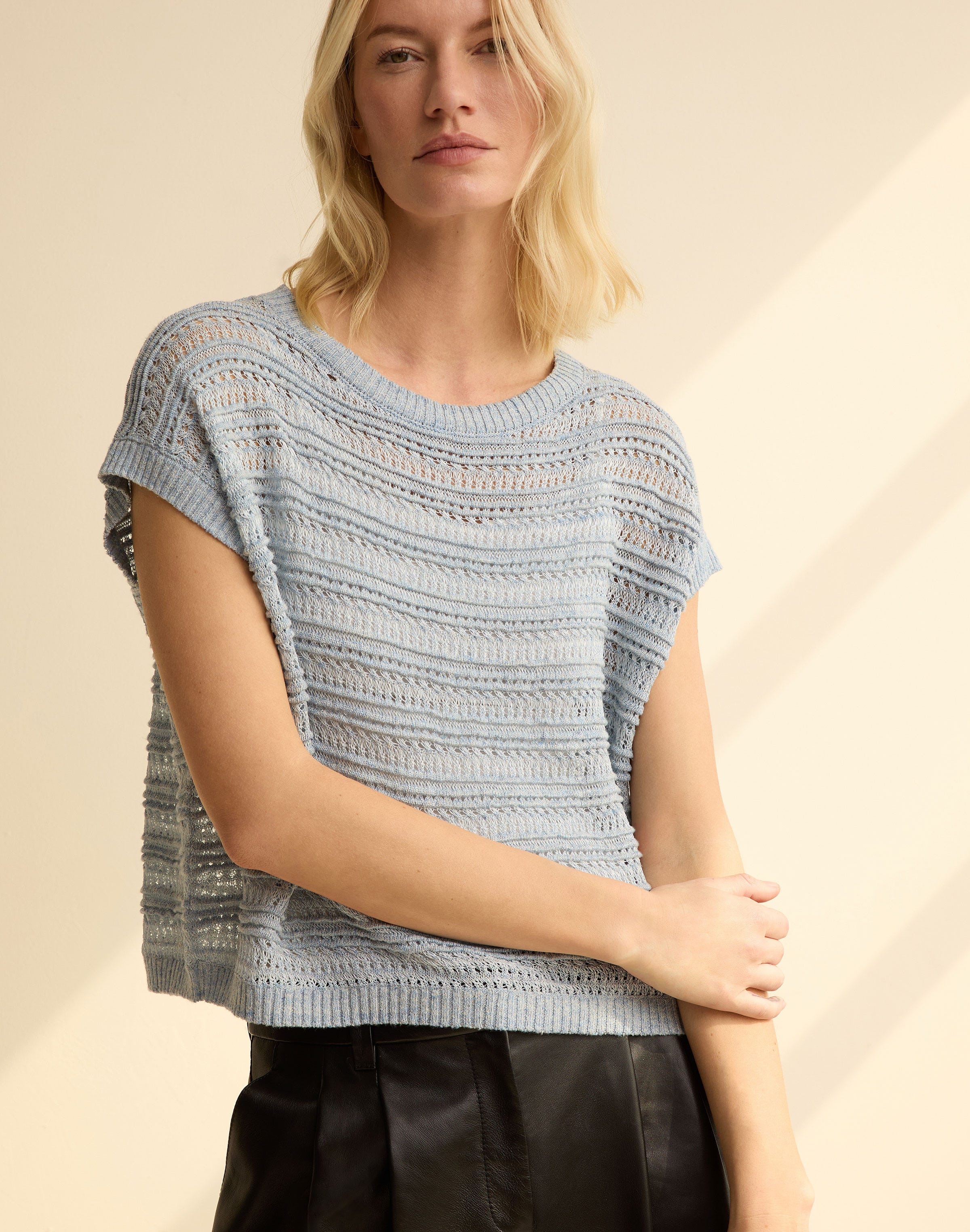 Striped Lace Stitch Shell