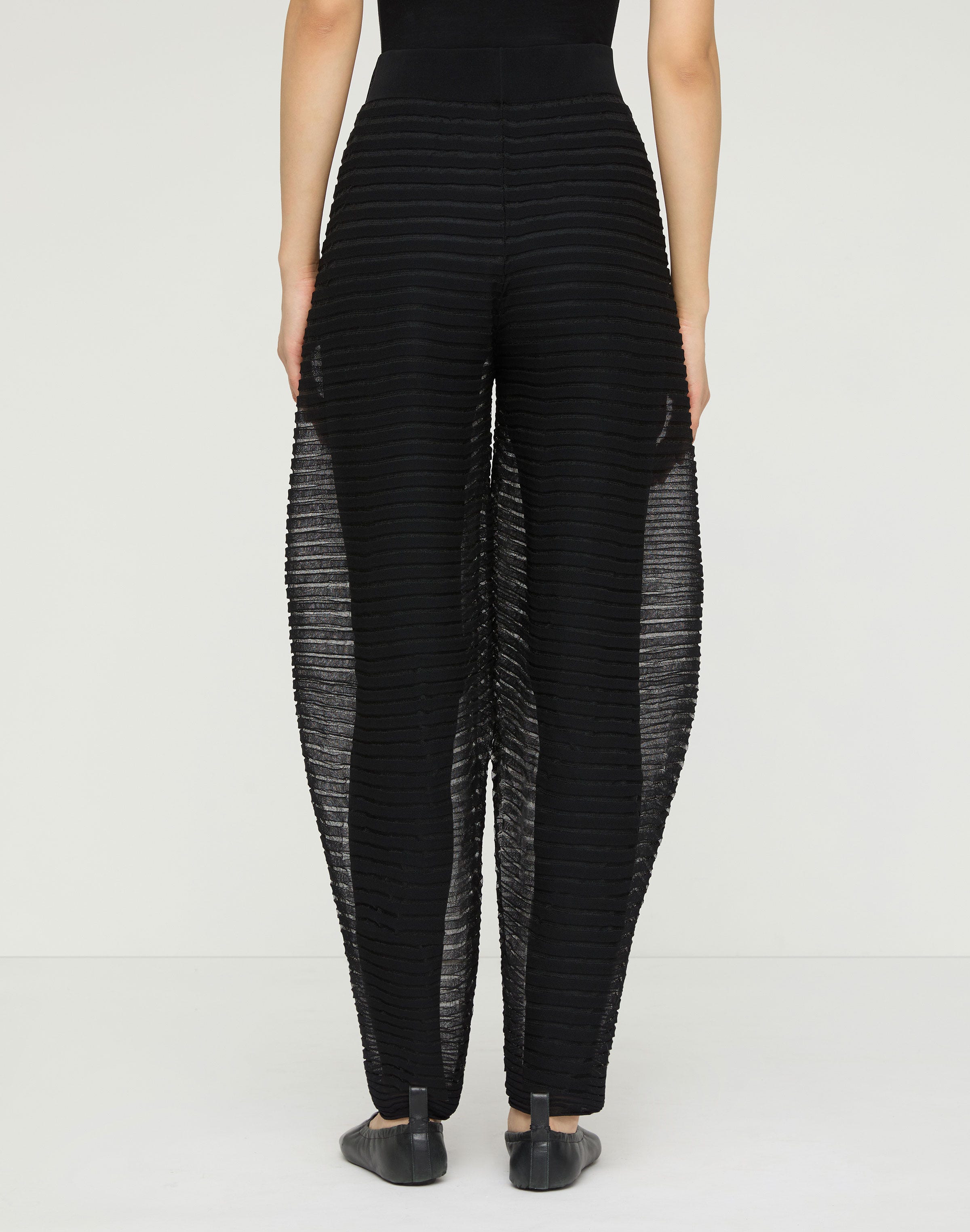 Silk Crepe Sheer Pleat Knit Pant & Legging