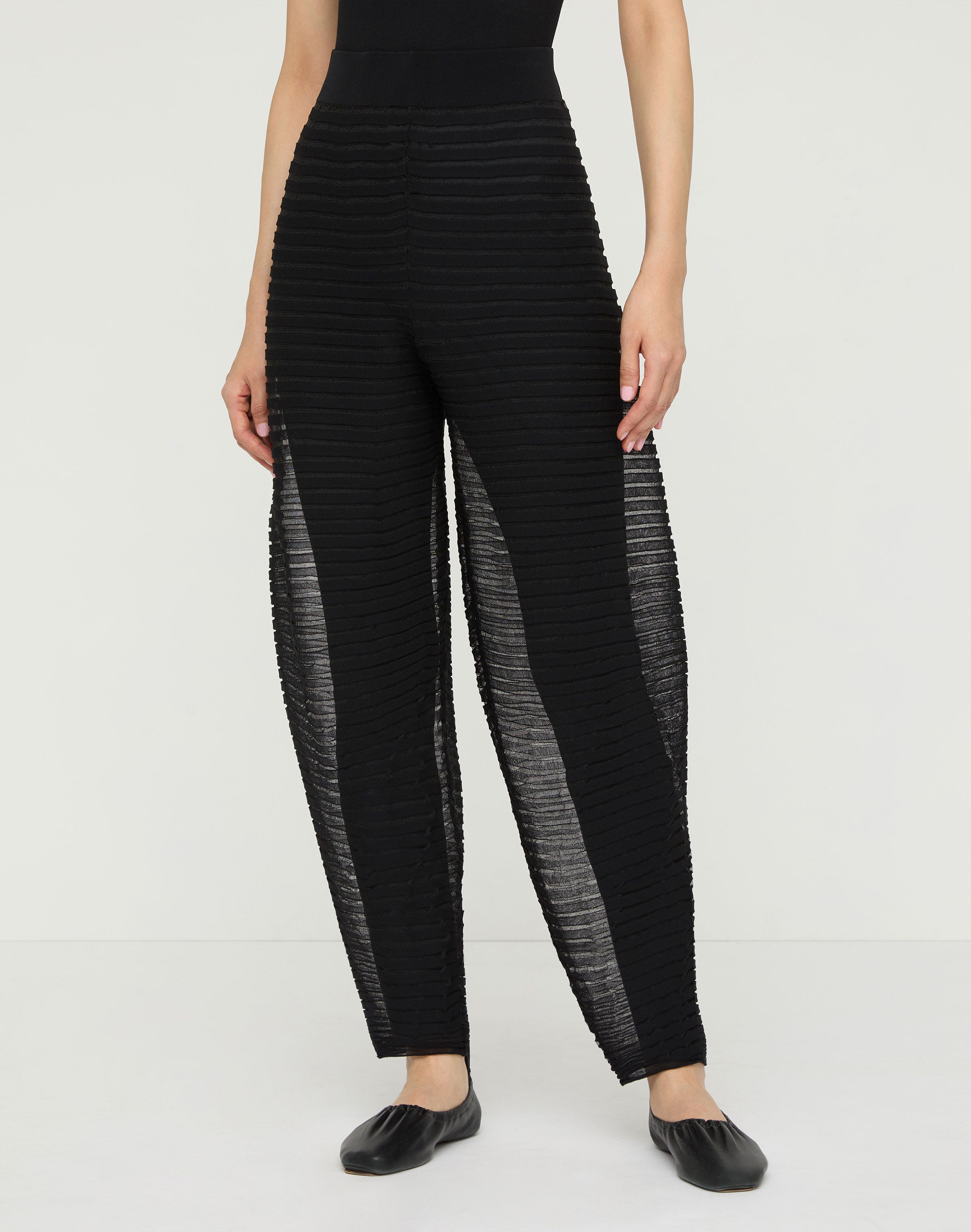 Silk Crepe Sheer Pleat Knit Pant & Legging