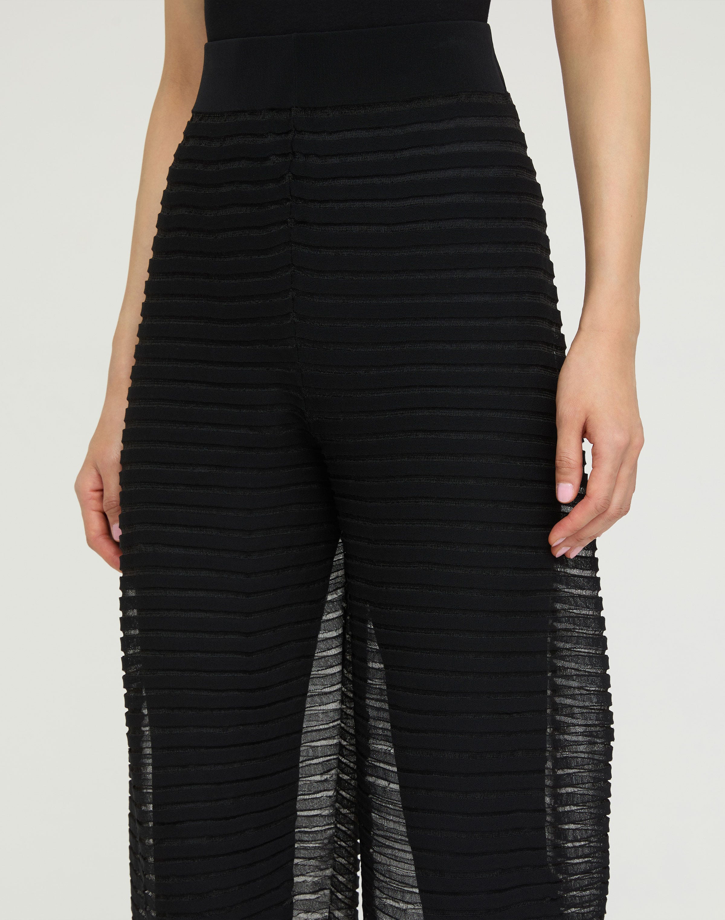 Silk Crepe Sheer Pleat Knit Pant & Legging