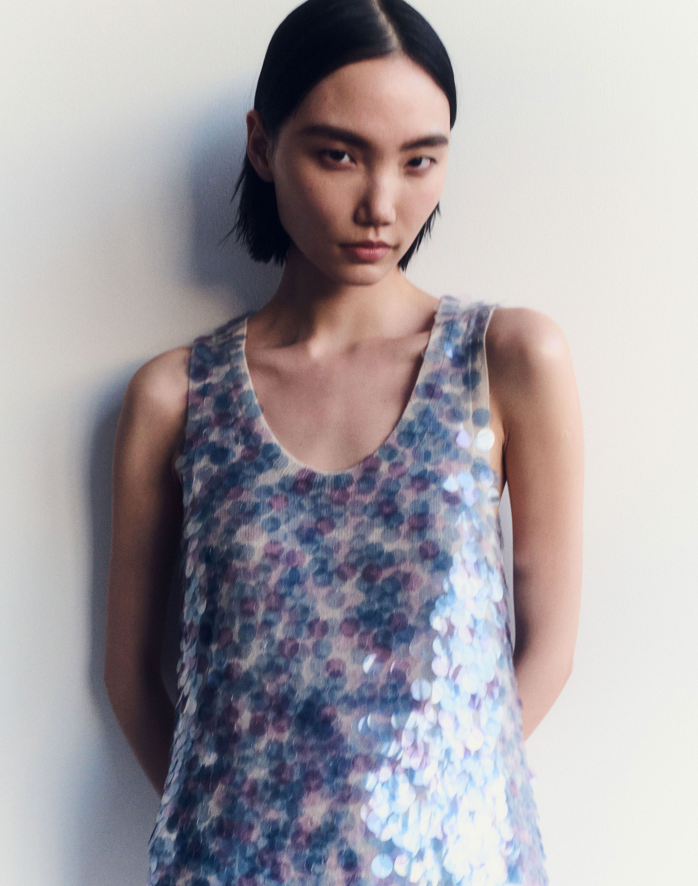 Hand Placed Paillette Cashmere Tank