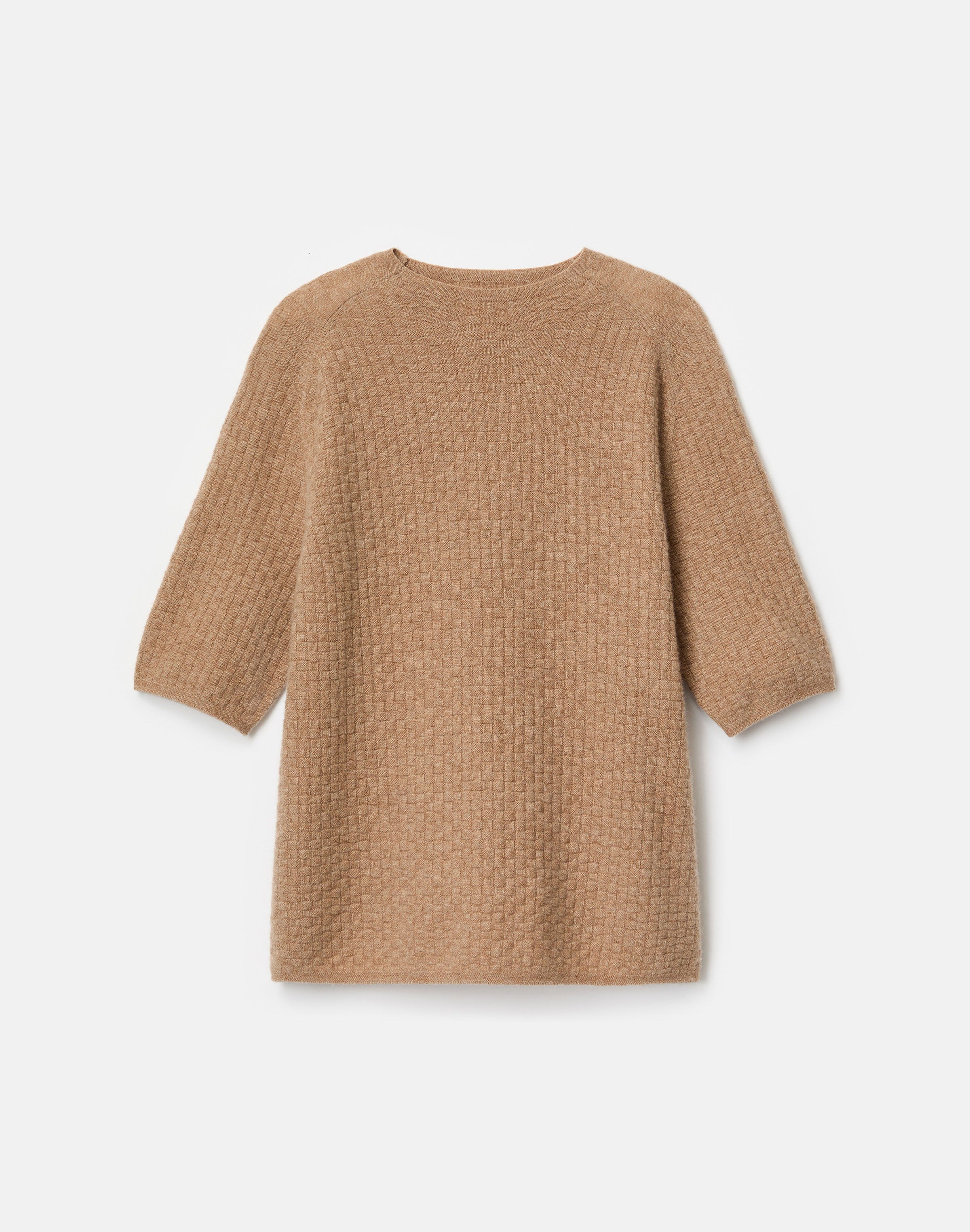 Cashmere Basket Stitch Short Sleeve Sweater