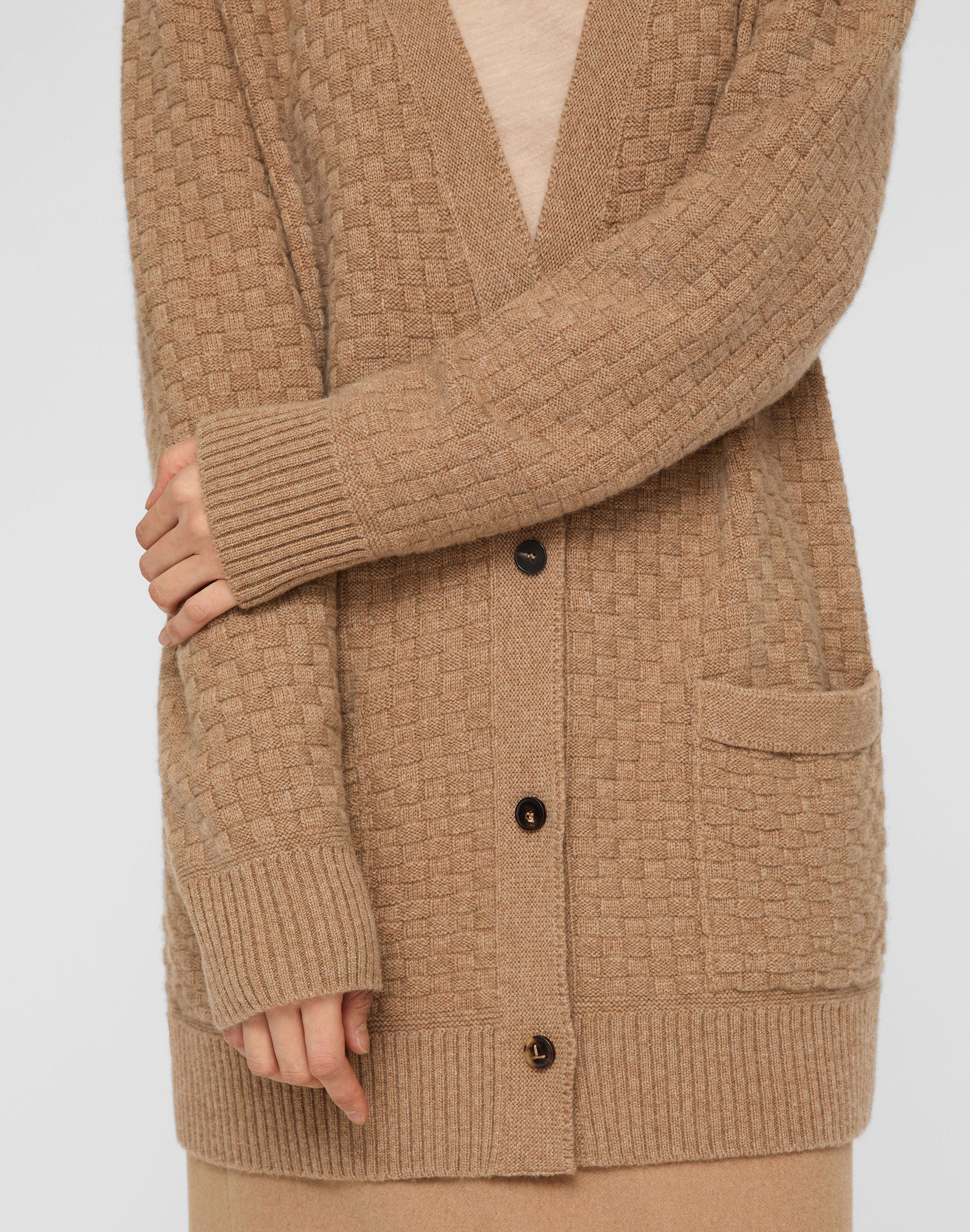Cashmere Basket Stitch Pocket Cardigan