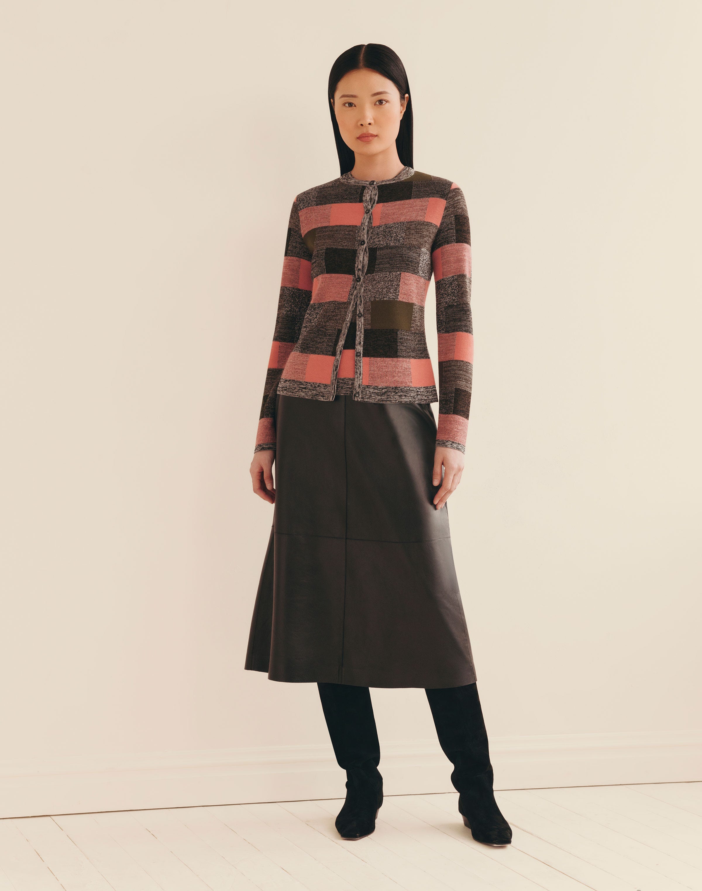 Finespun Voile-Cashmere Jacquard Button Cardigan