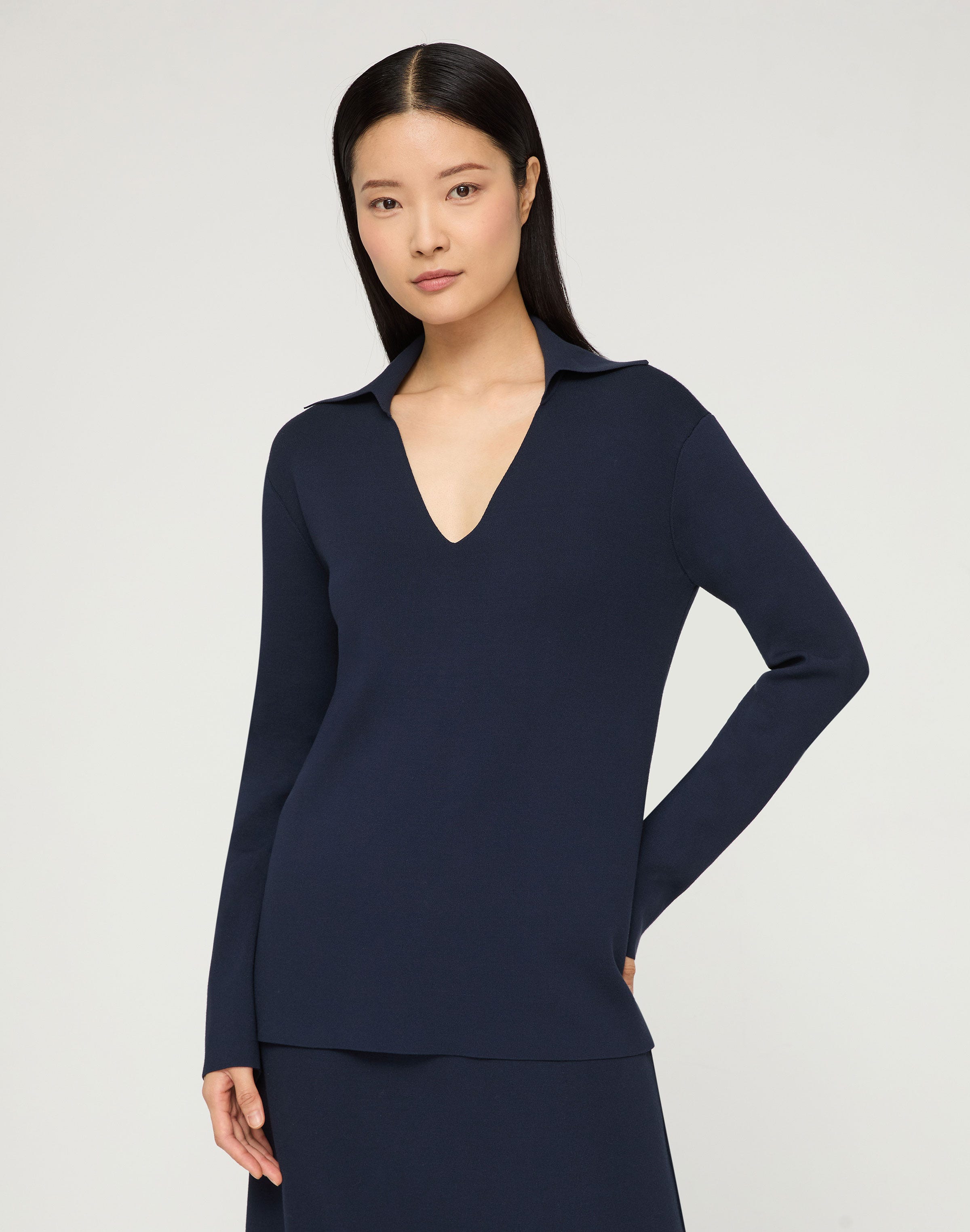 Responsible Matte Crepe Split Collar Sweater