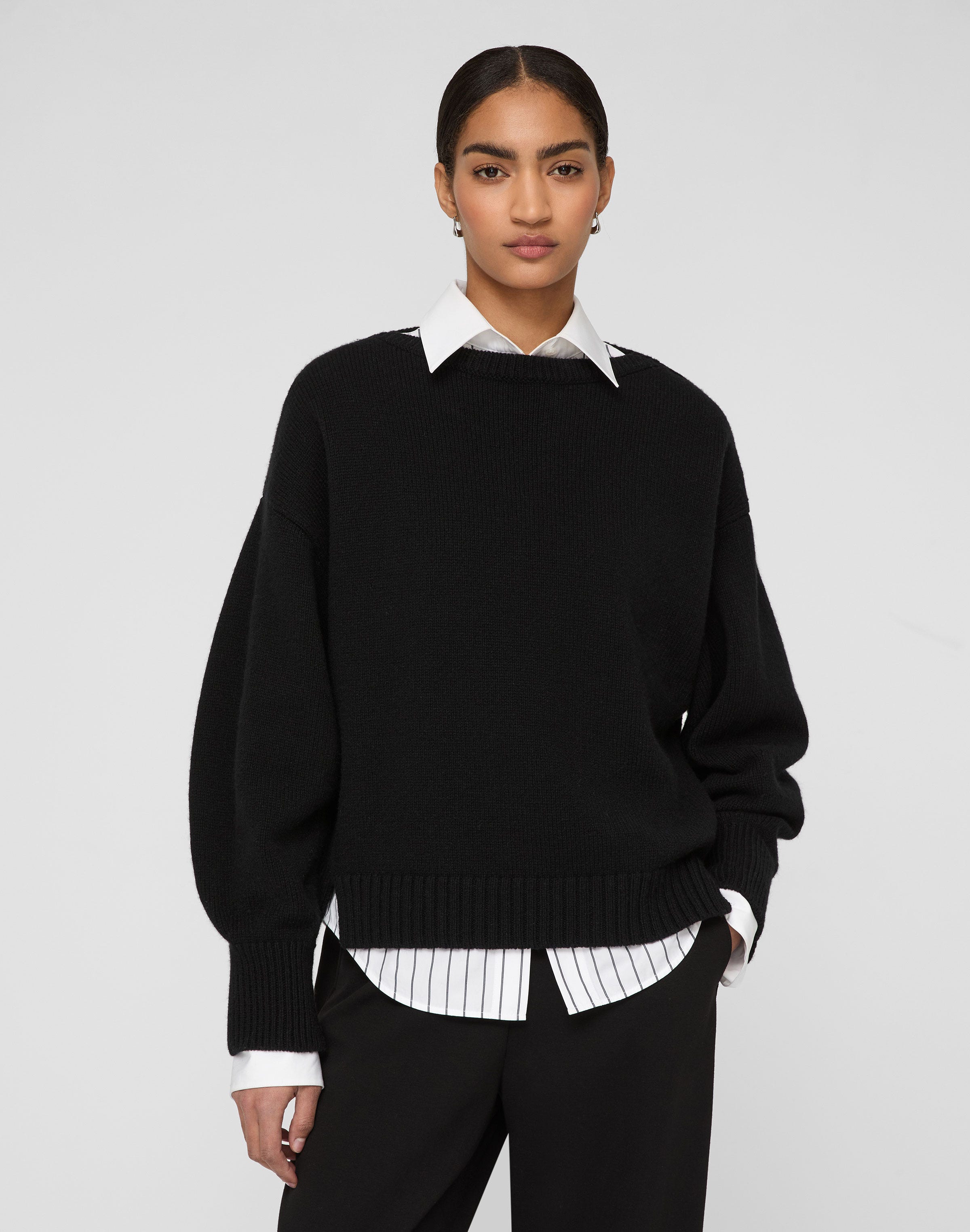 Merino Wool-Cashmere Tapered Sweater
