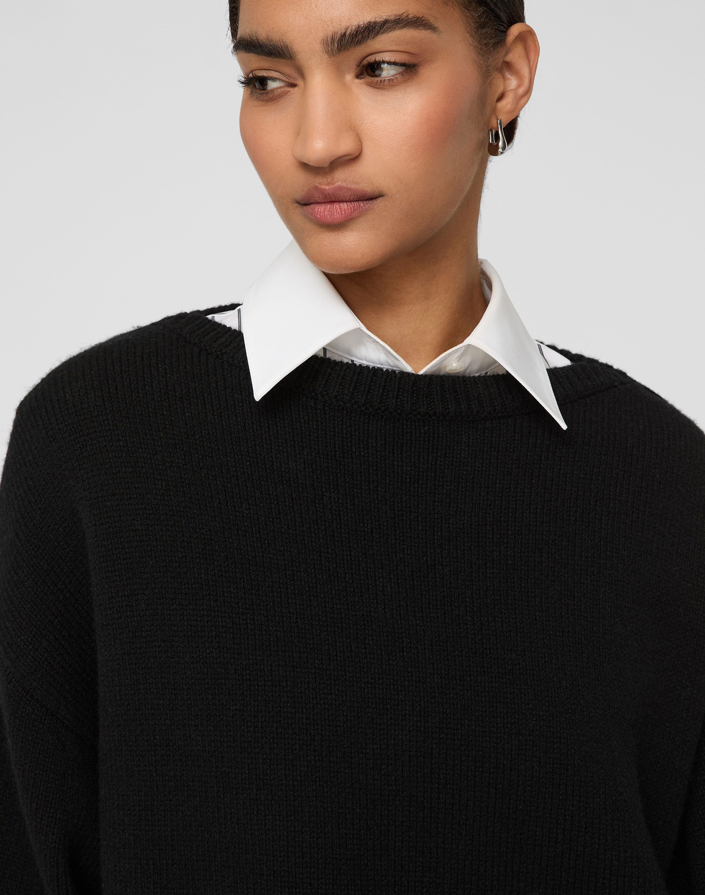 Merino Wool-Cashmere Tapered Sweater