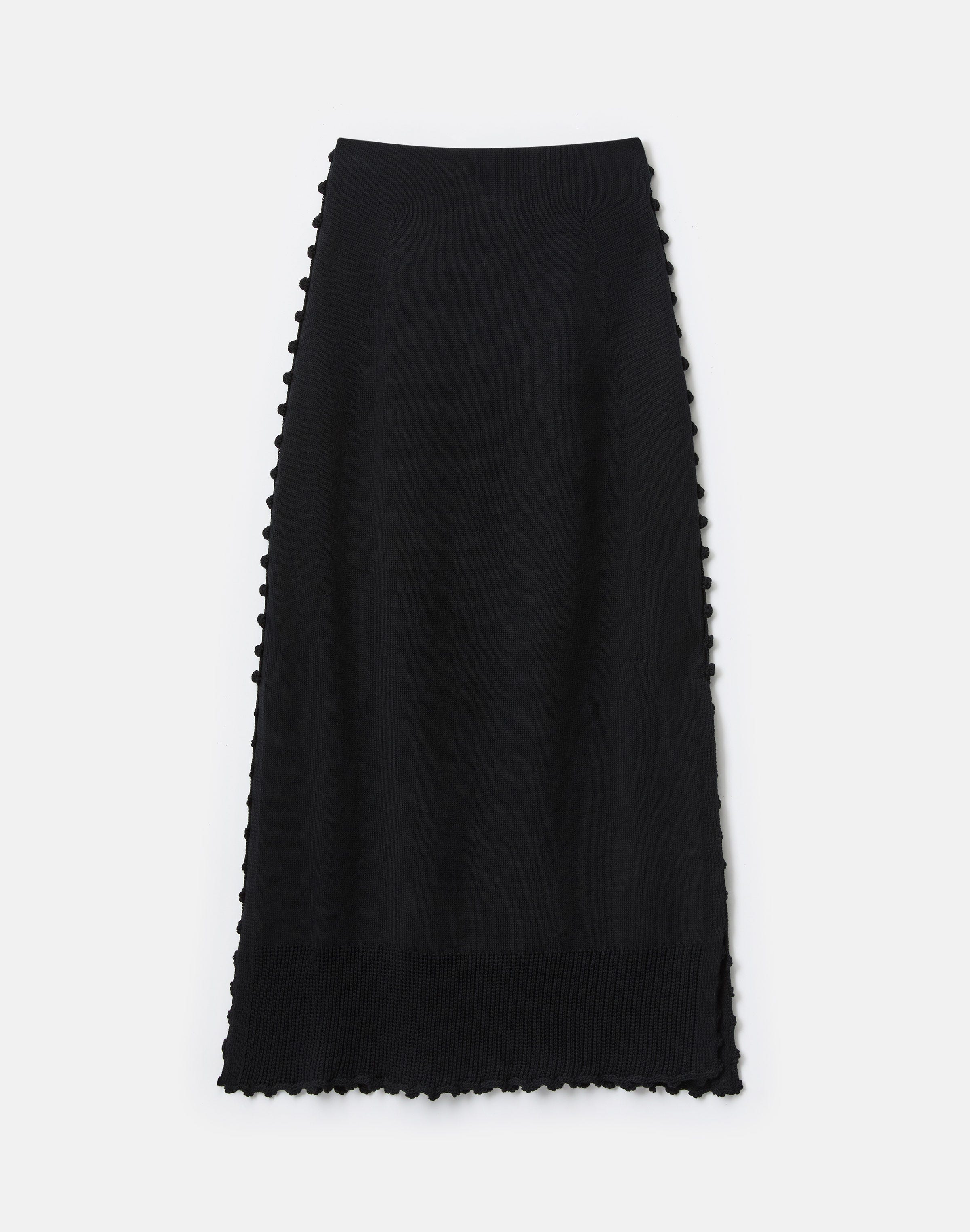Cotton-Silk Tape Crochet Trim Knit Skirt