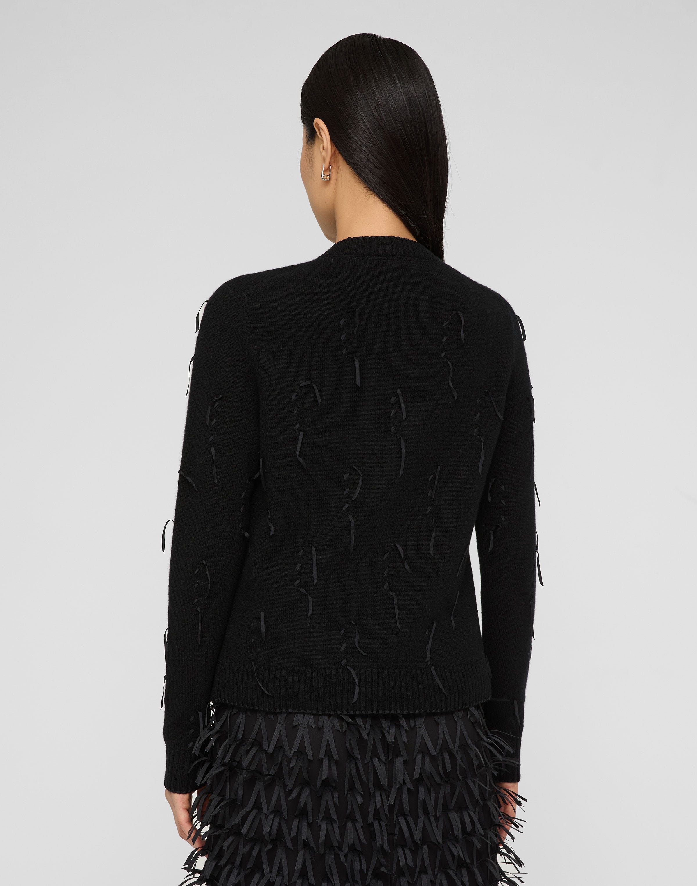 Hand Embellished Ribbon Cashmere Cardigan
