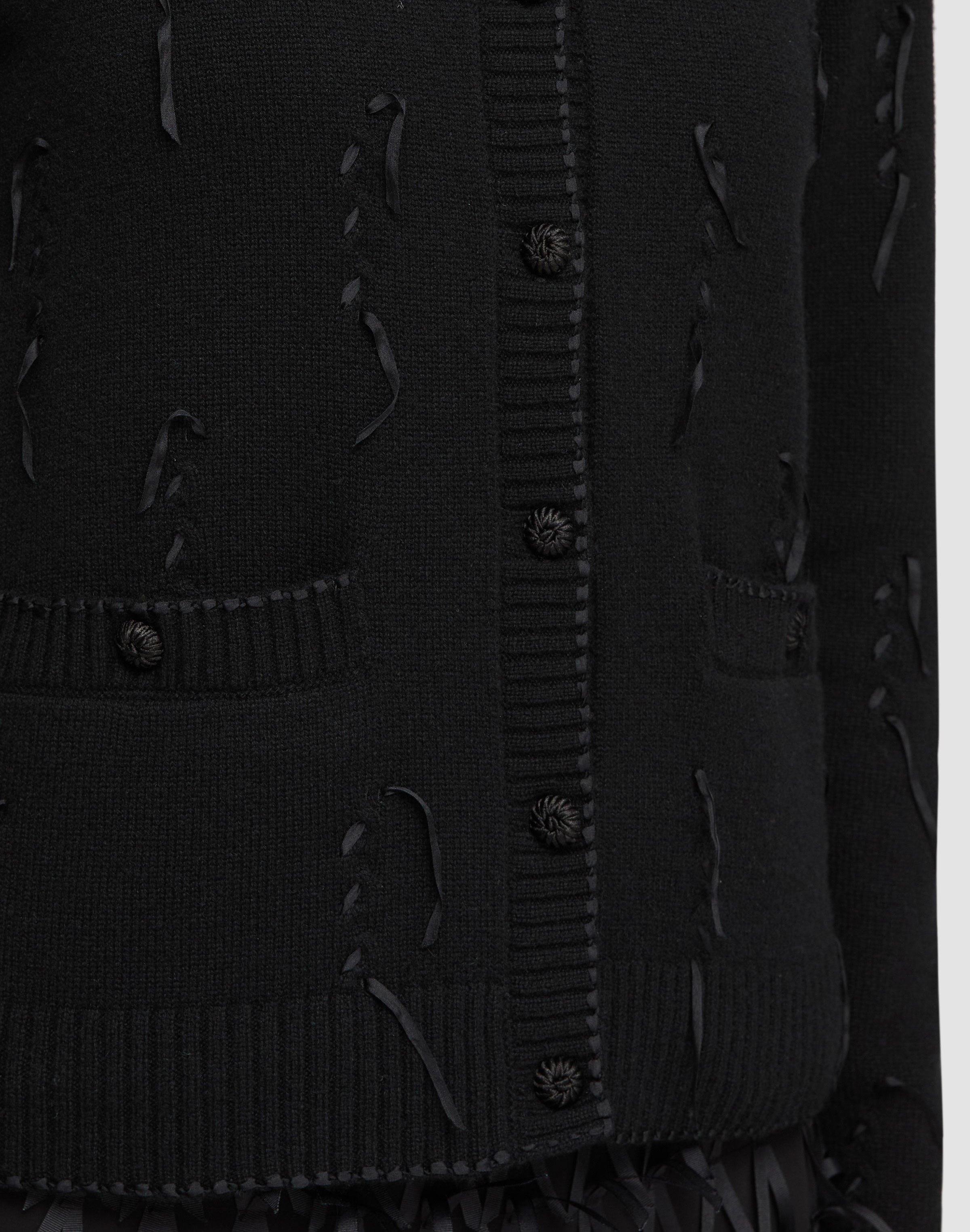 Hand Embellished Ribbon Cashmere Cardigan