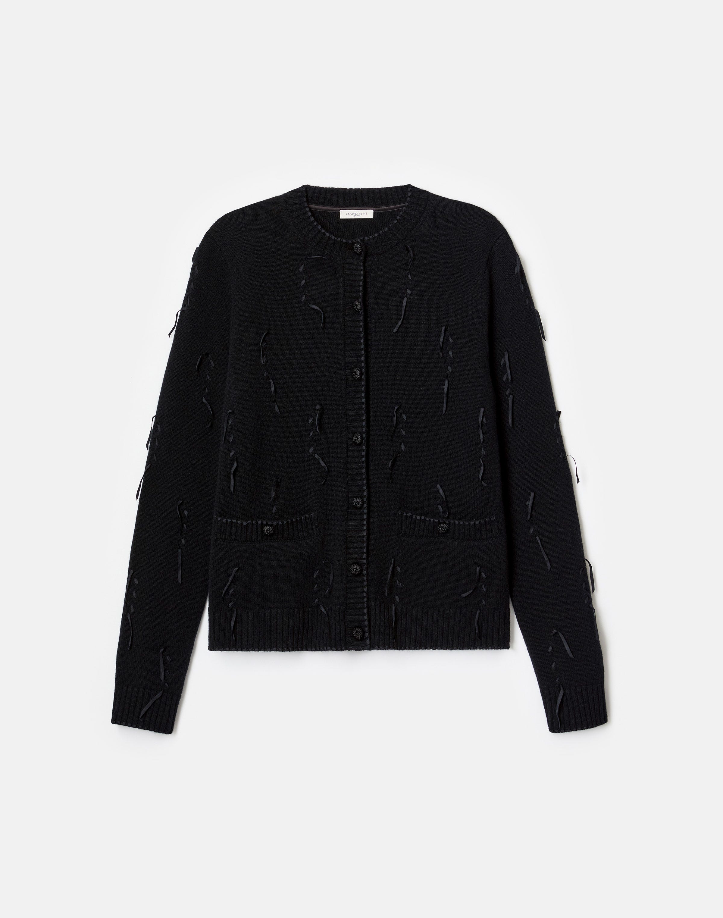 Hand Embellished Ribbon Cashmere Cardigan