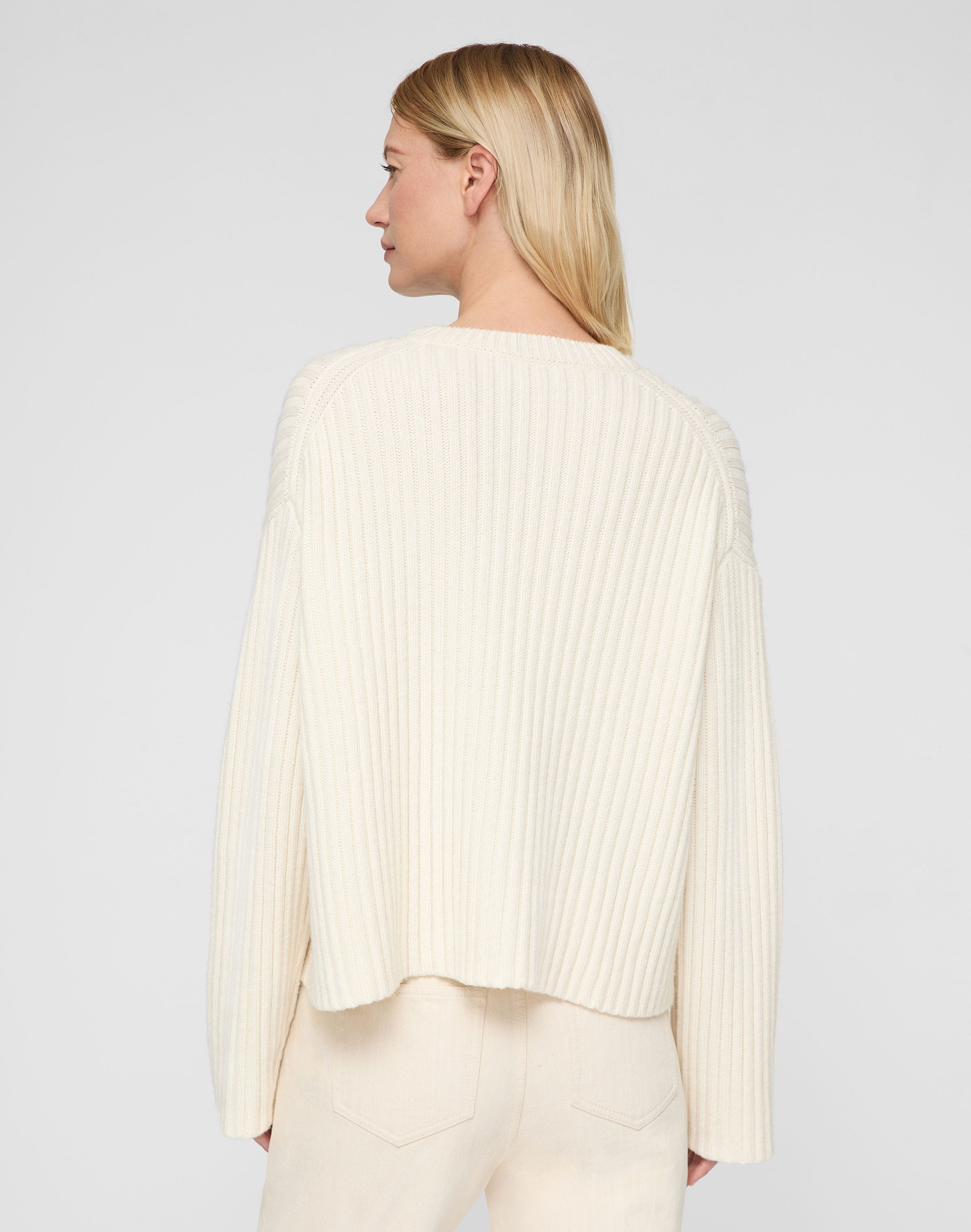 Merino Wool-Cashmere Button Sleeve Sweater