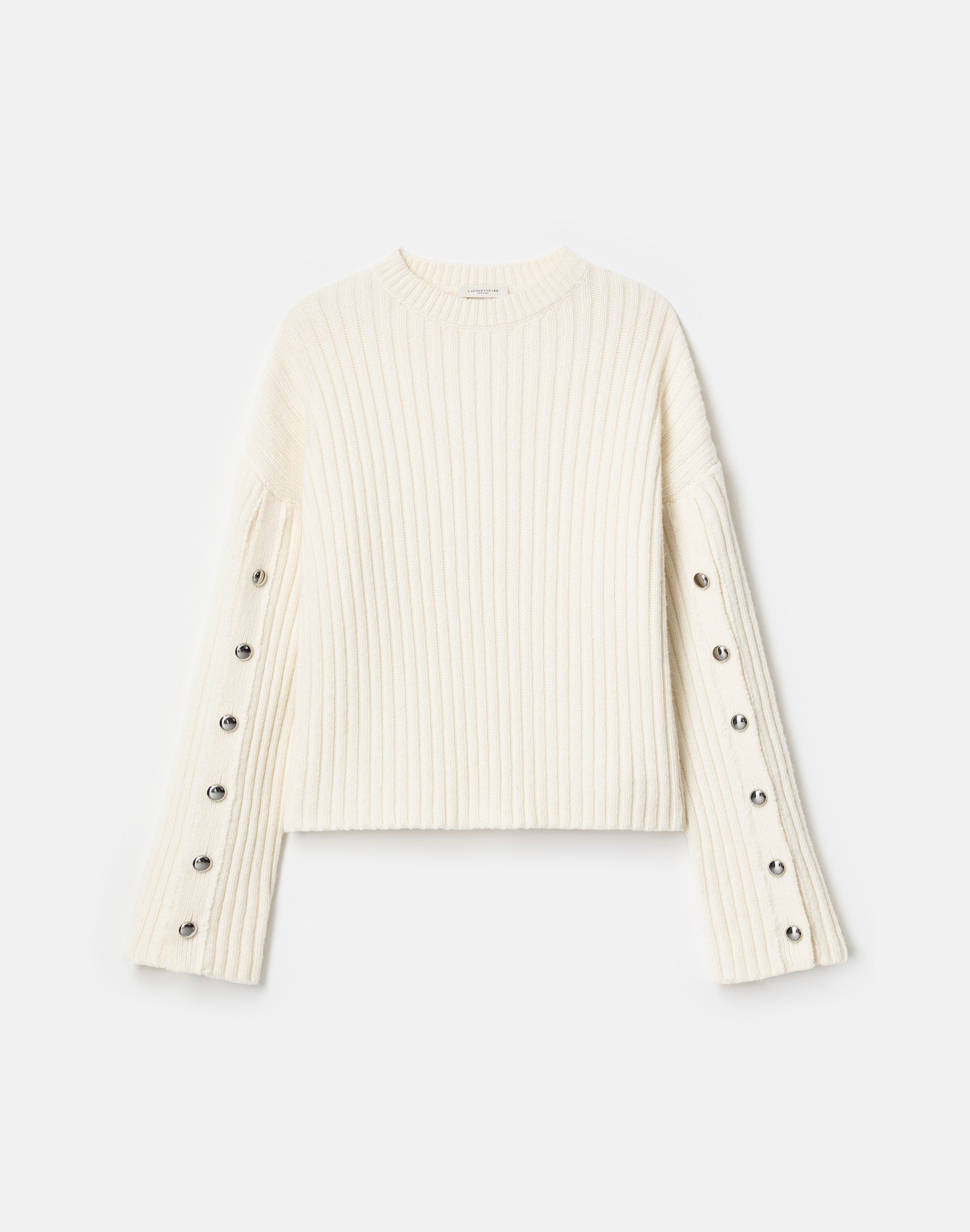 Merino Wool-Cashmere Button Sleeve Sweater