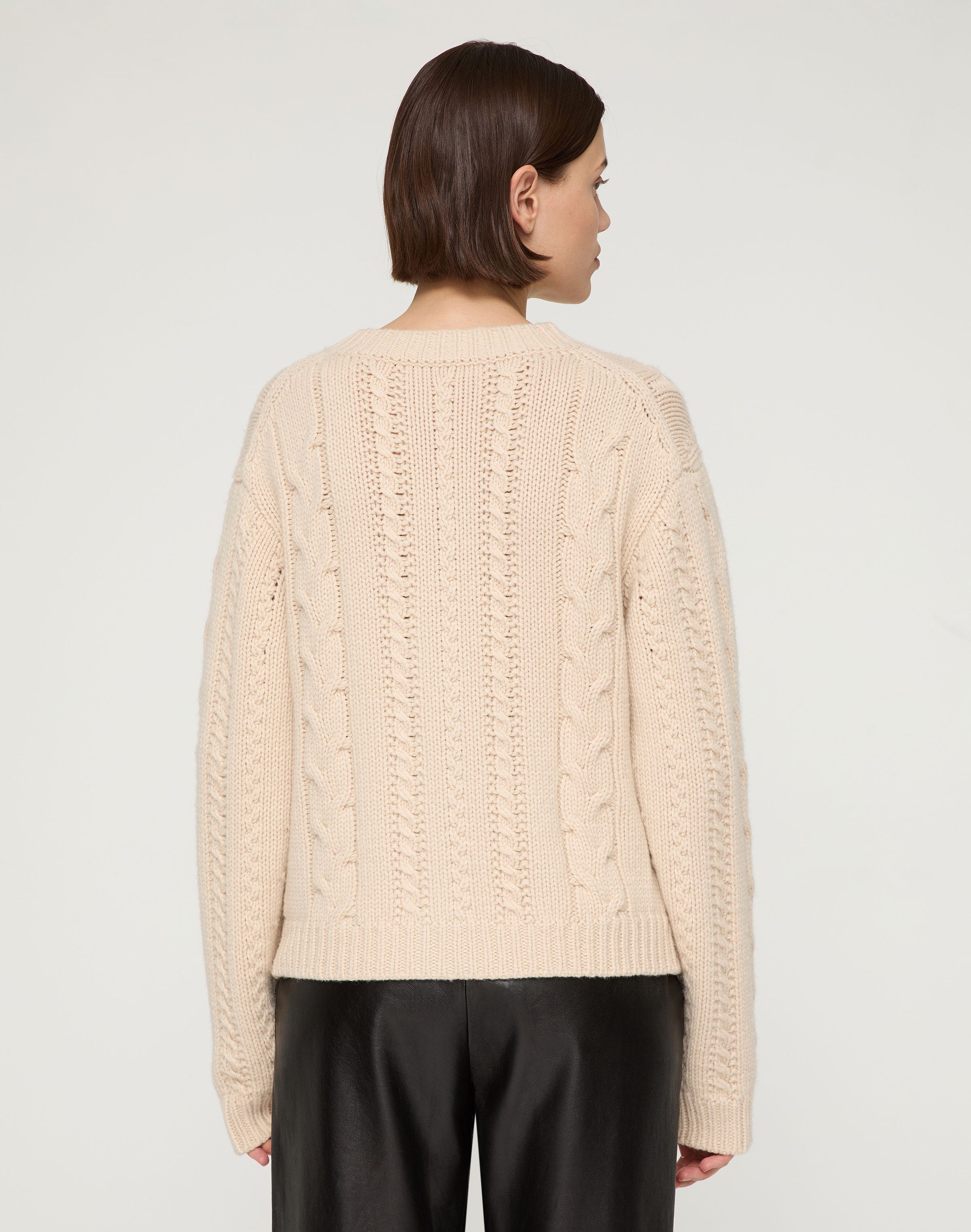Merino Wool-Cashmere Cable Knit Cardigan