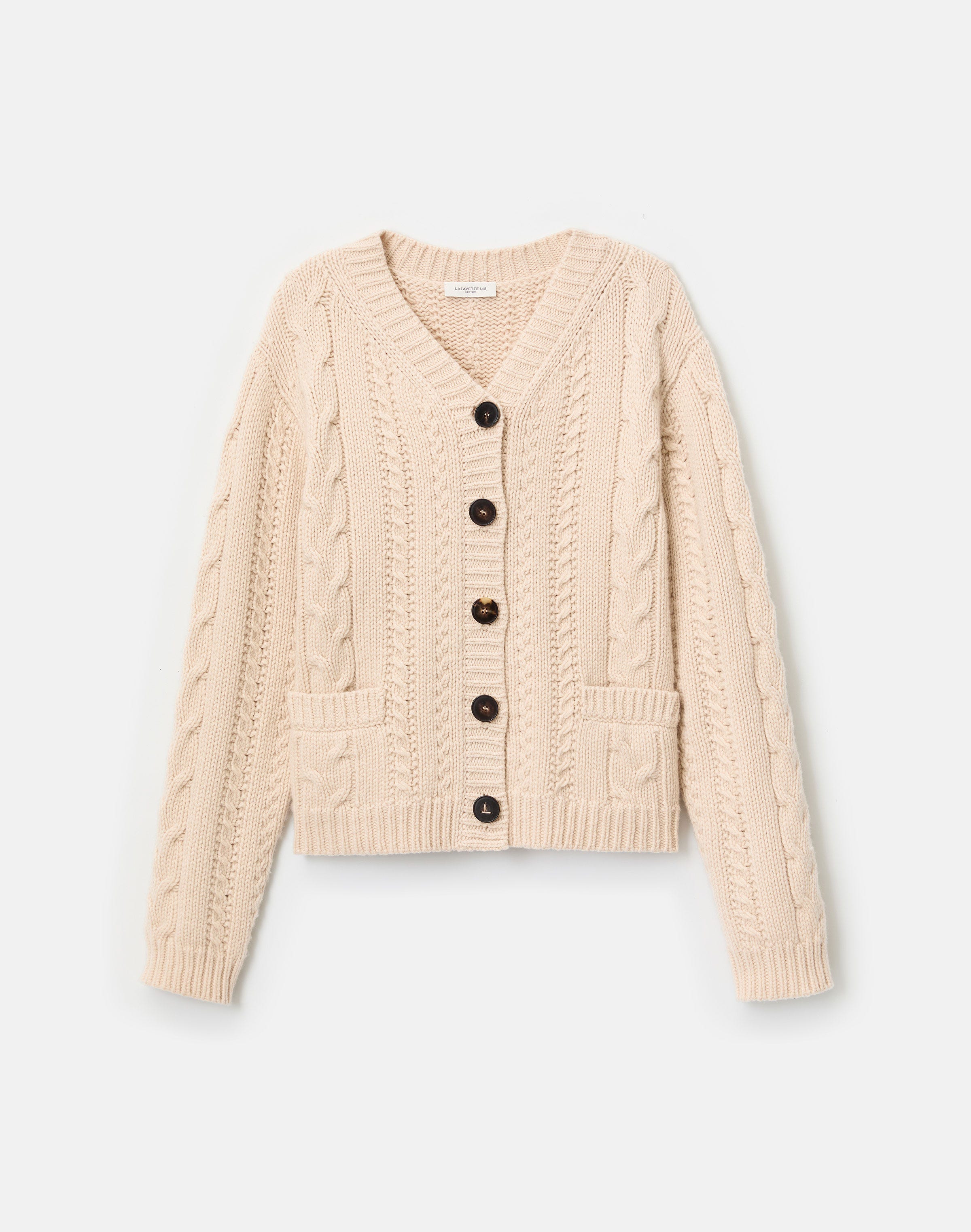 Merino Wool-Cashmere Cable Knit Cardigan