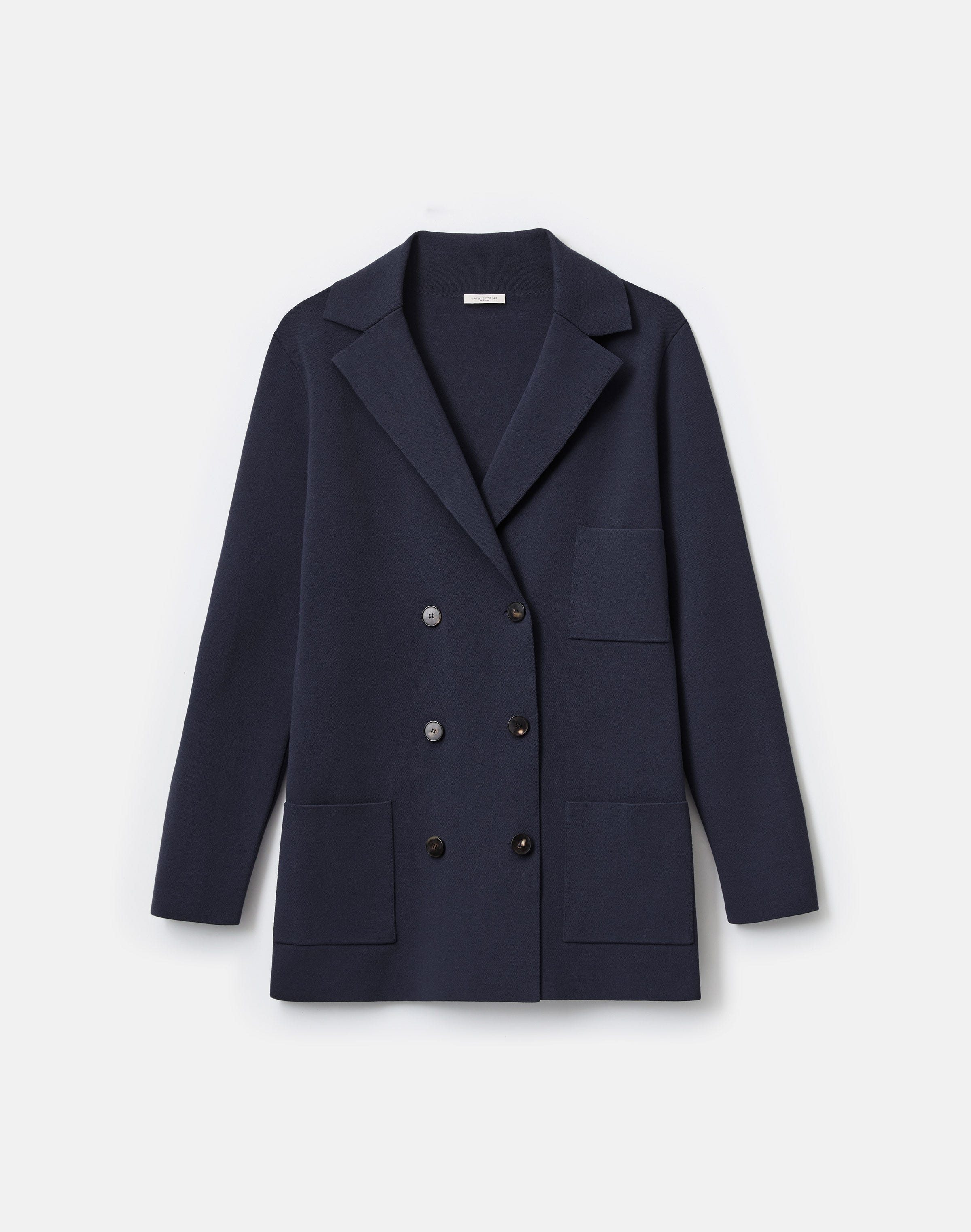 Responsible Matte Crepe Knit Double Breasted Blazer