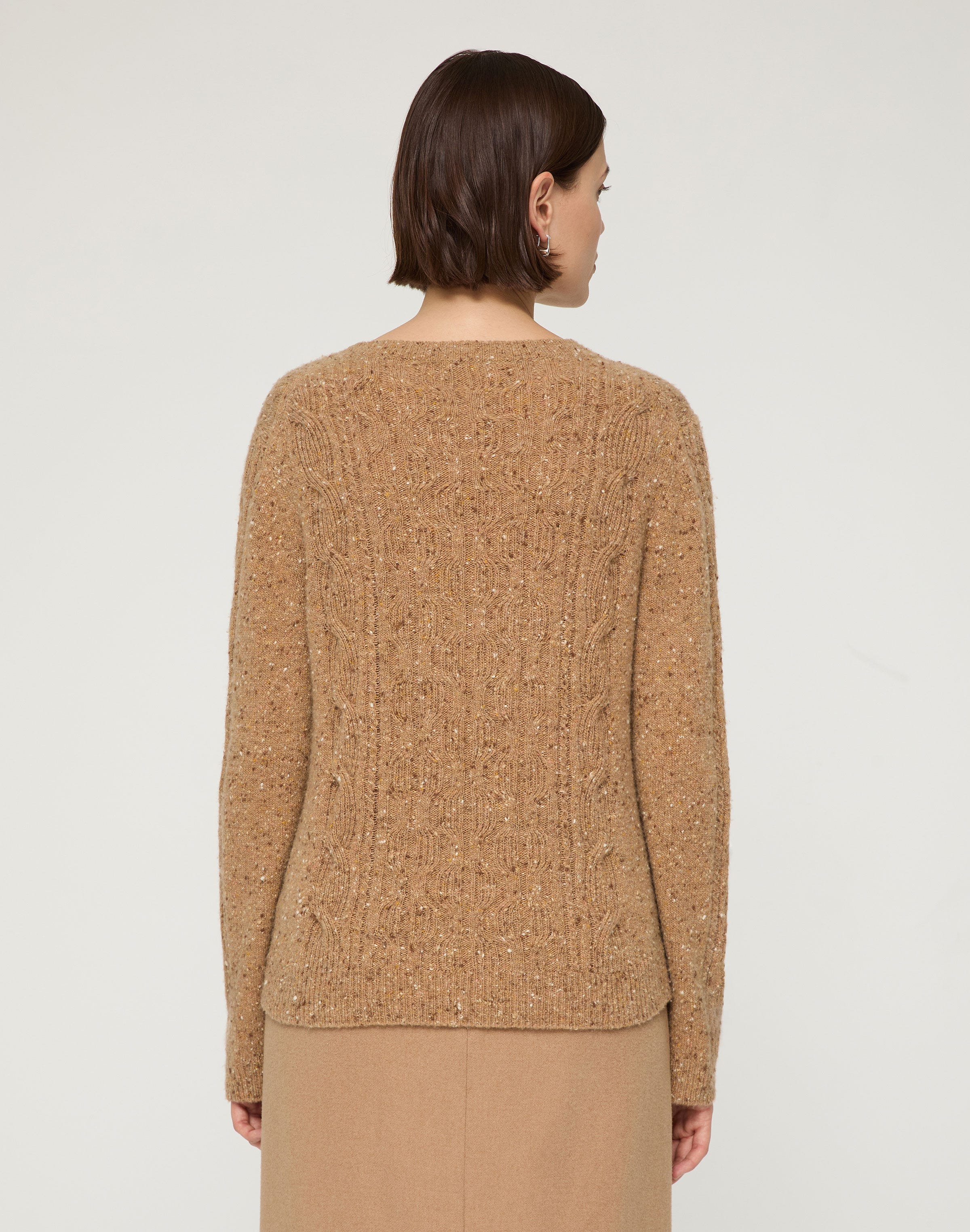 Cashmere Donegal Cable Knit Crewneck Sweater