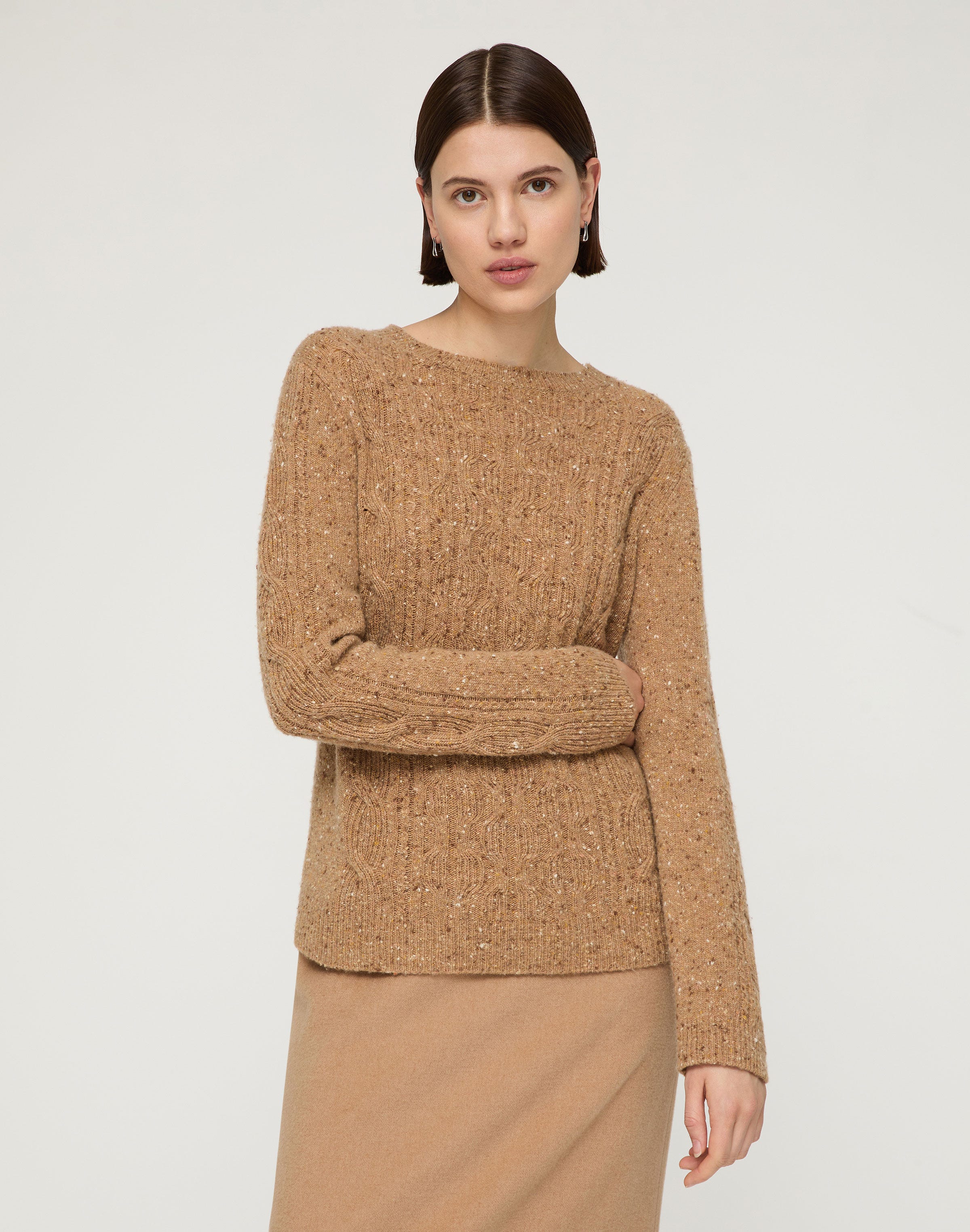 Cashmere Donegal Cable Knit Crewneck Sweater
