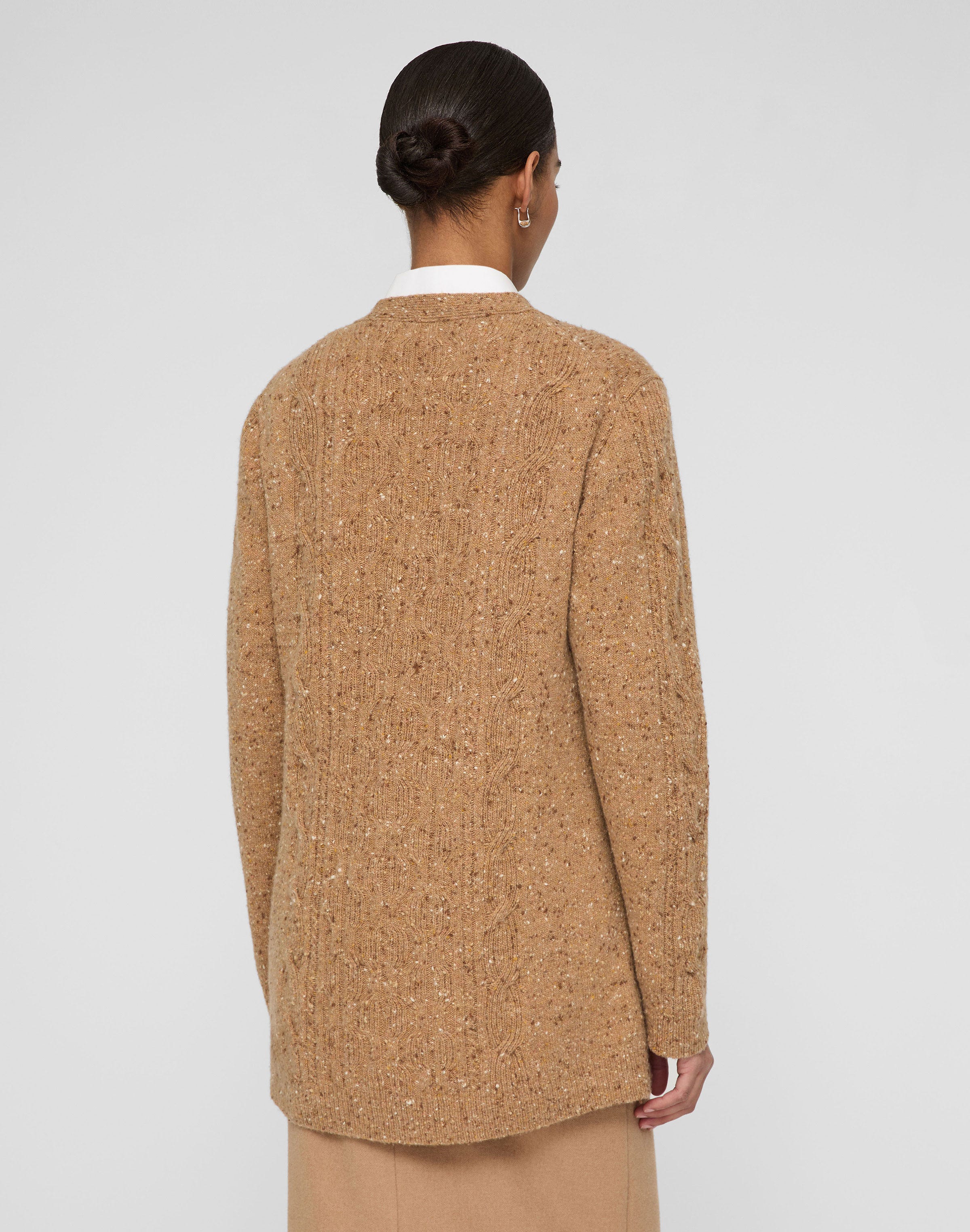Cashmere Donegal Cable Knit Button Front Cardigan