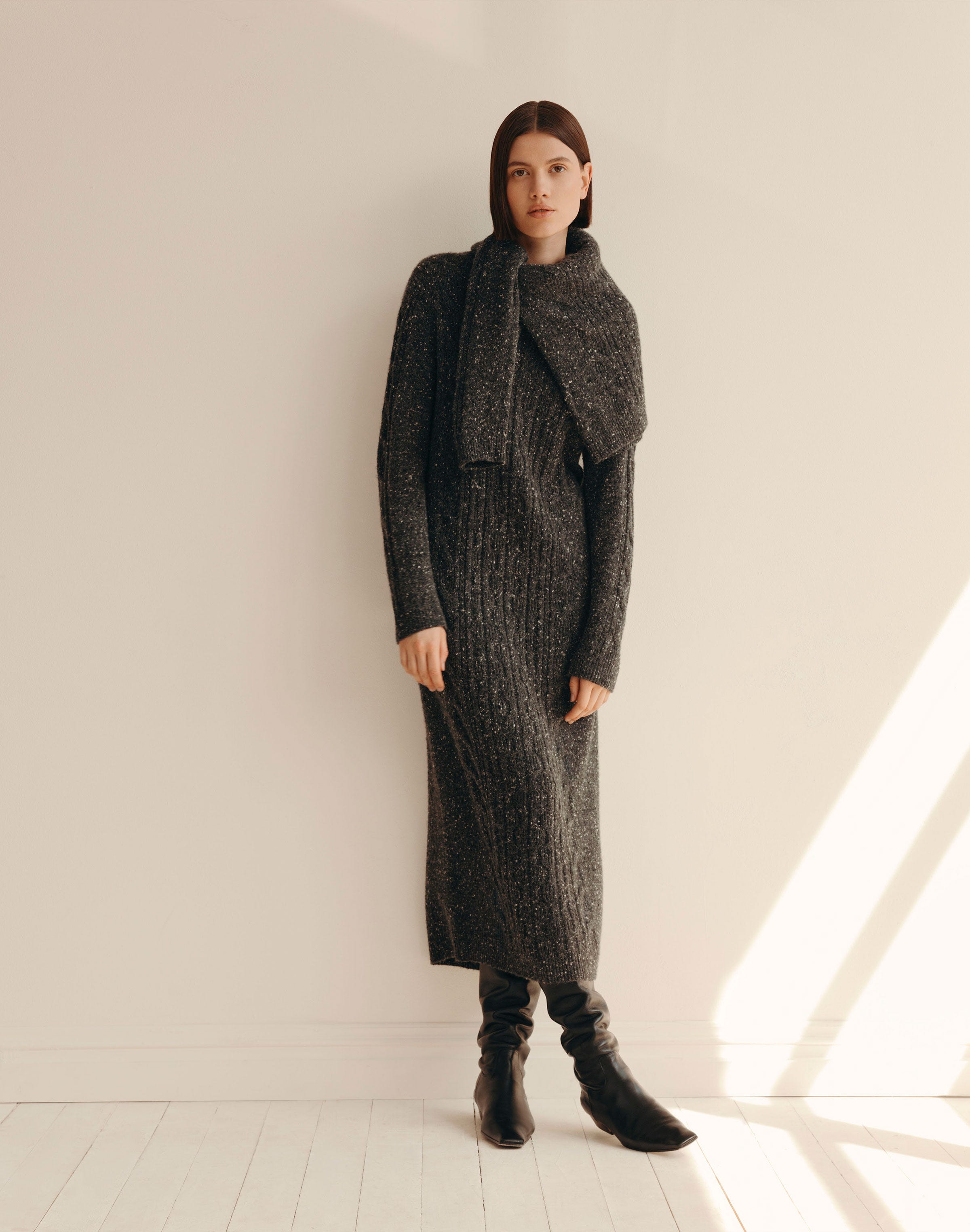 Cashmere Donegal Cable Sweater Dress