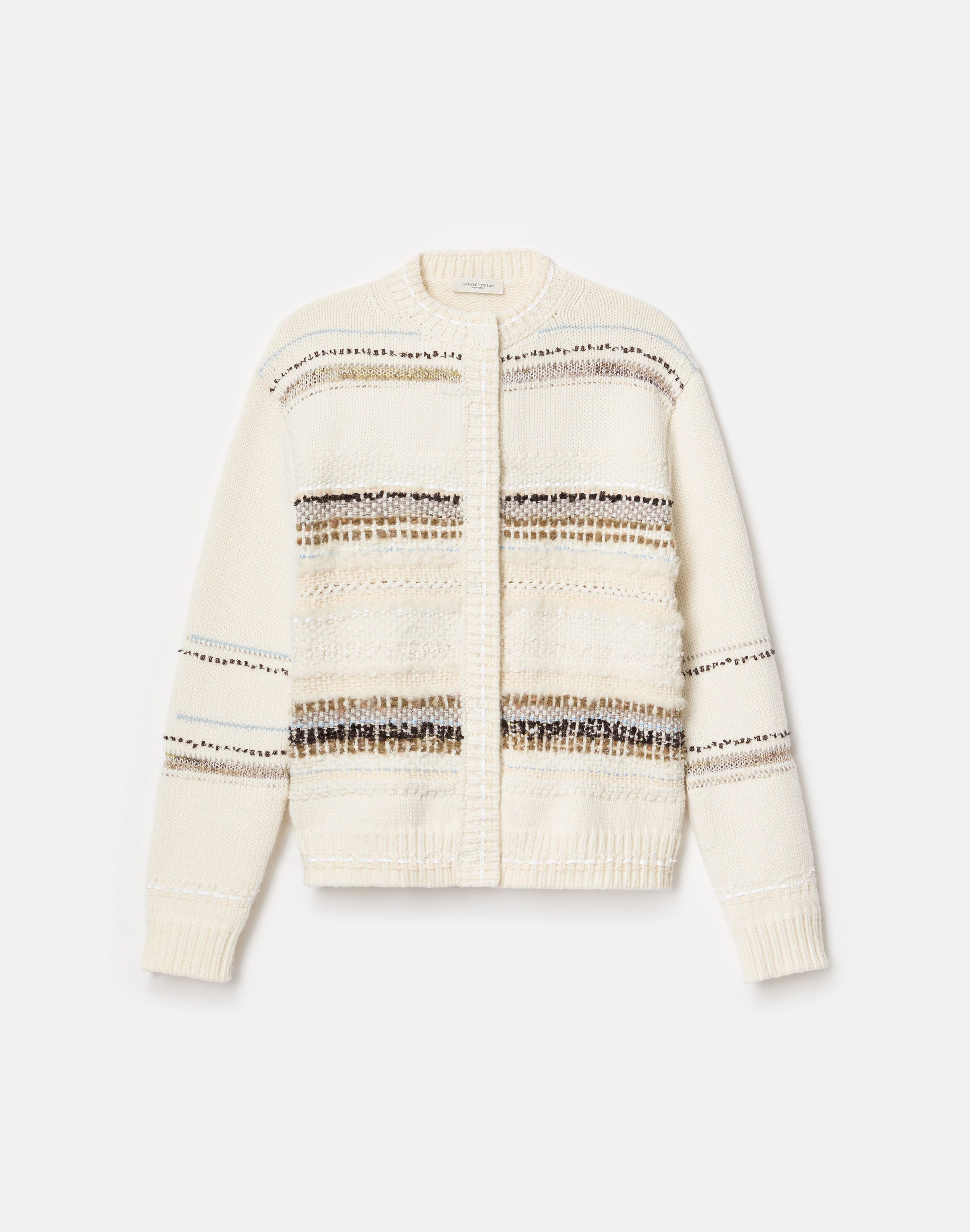 Merino Wool-Cashmere Knit & Handwoven Cardigan