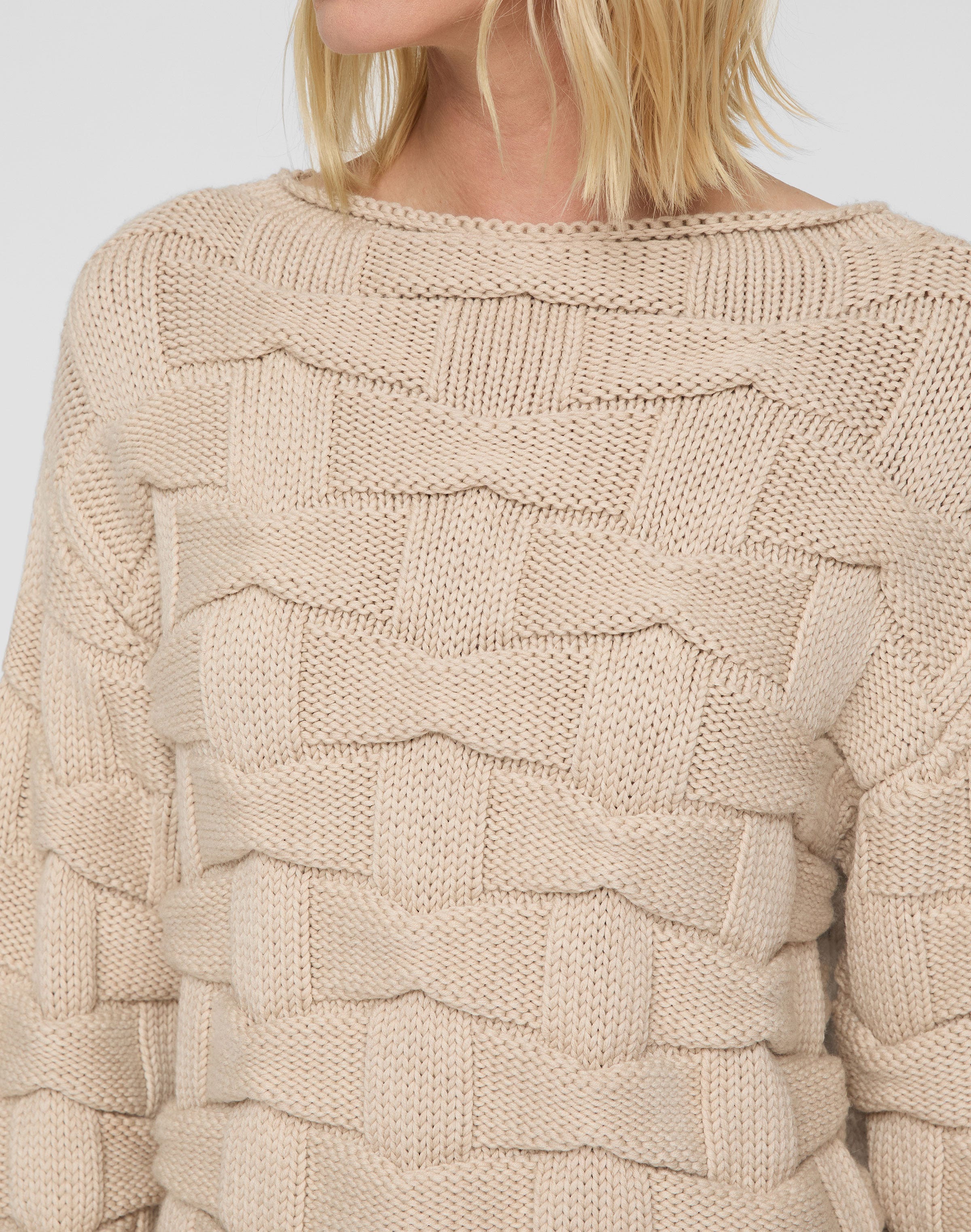 Lofty Merino Wool Basket Stitch Sweater