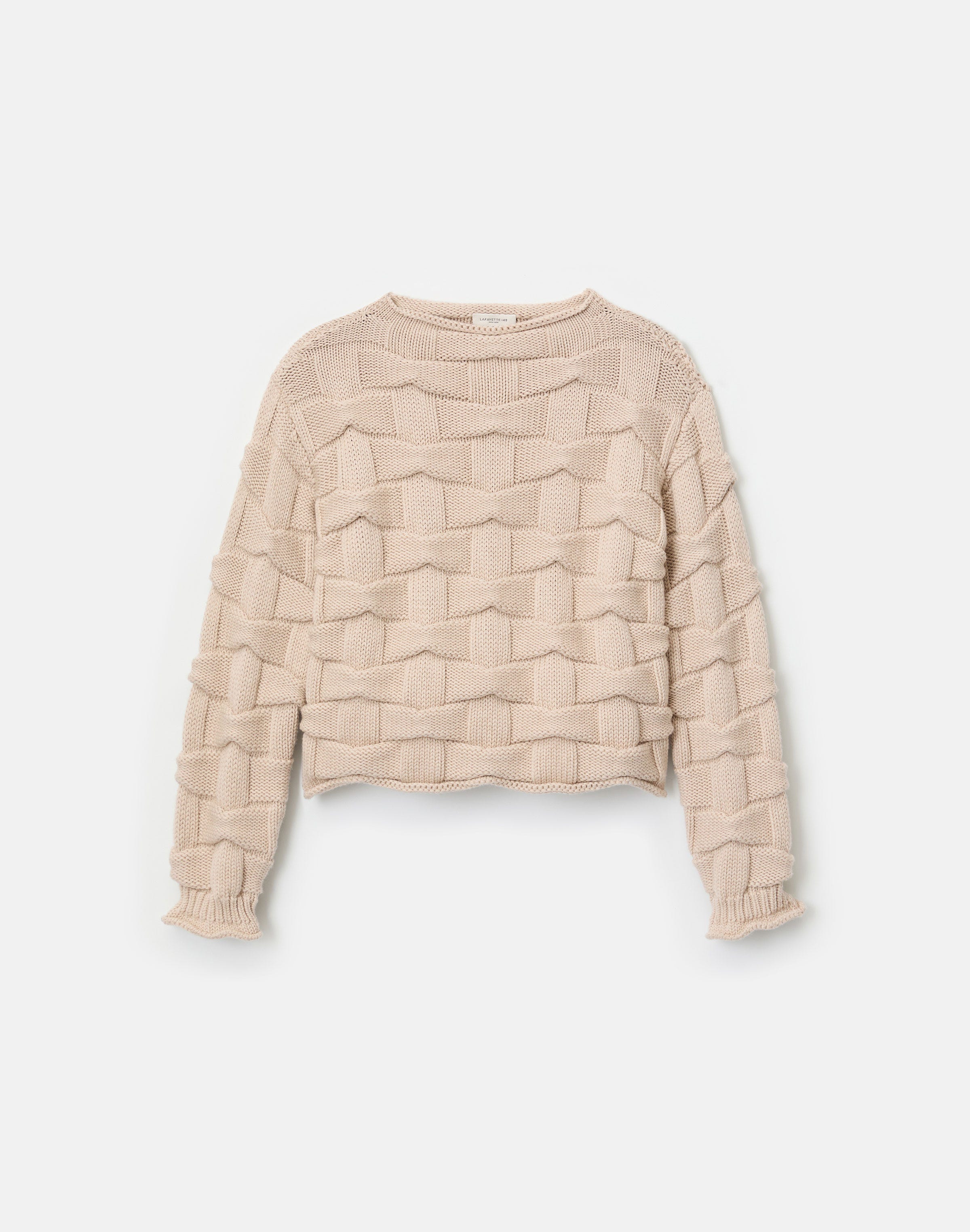Lofty Merino Wool Basket Stitch Sweater