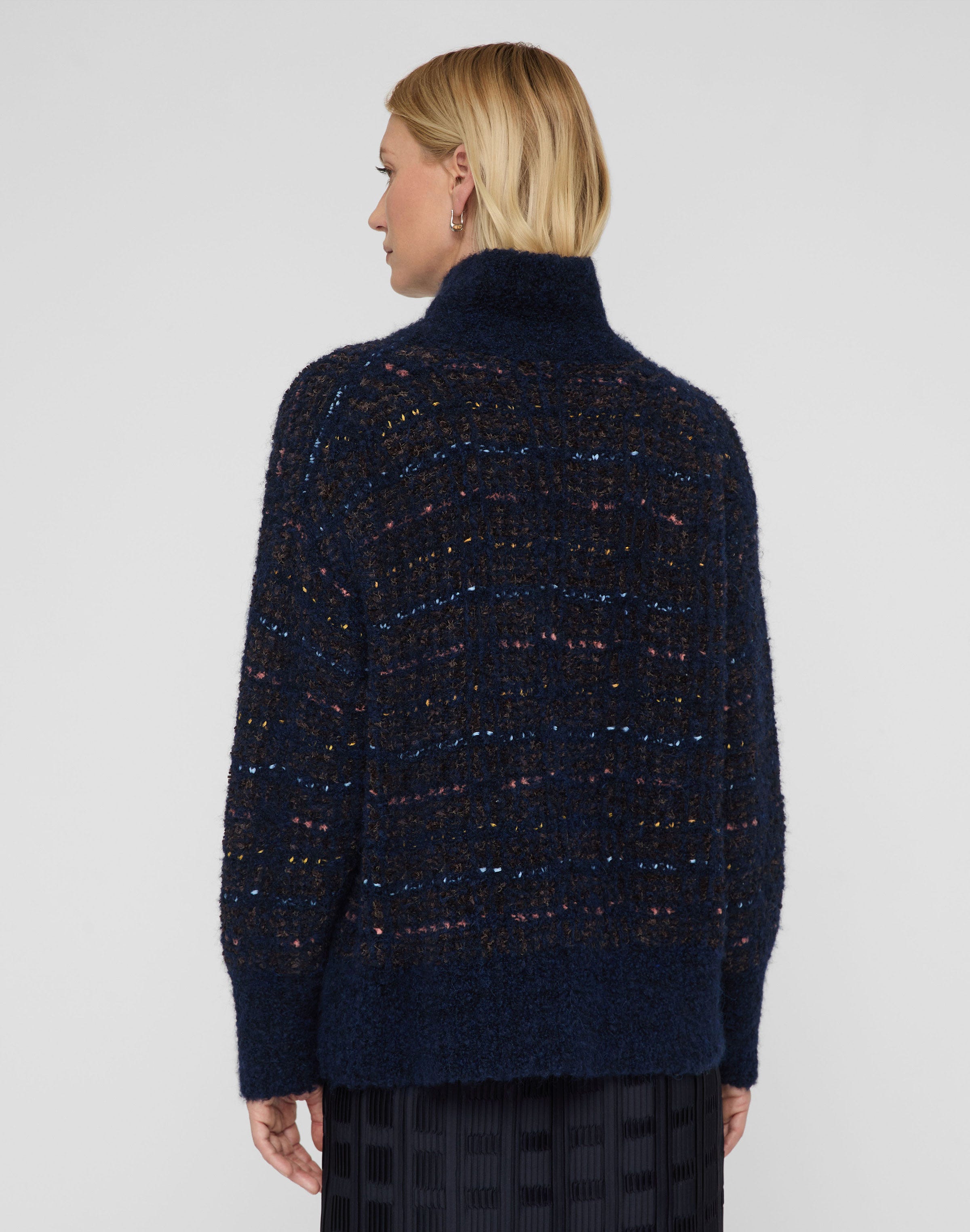 Lofty Alpaca-Linen Bouclé Turtleneck Sweater