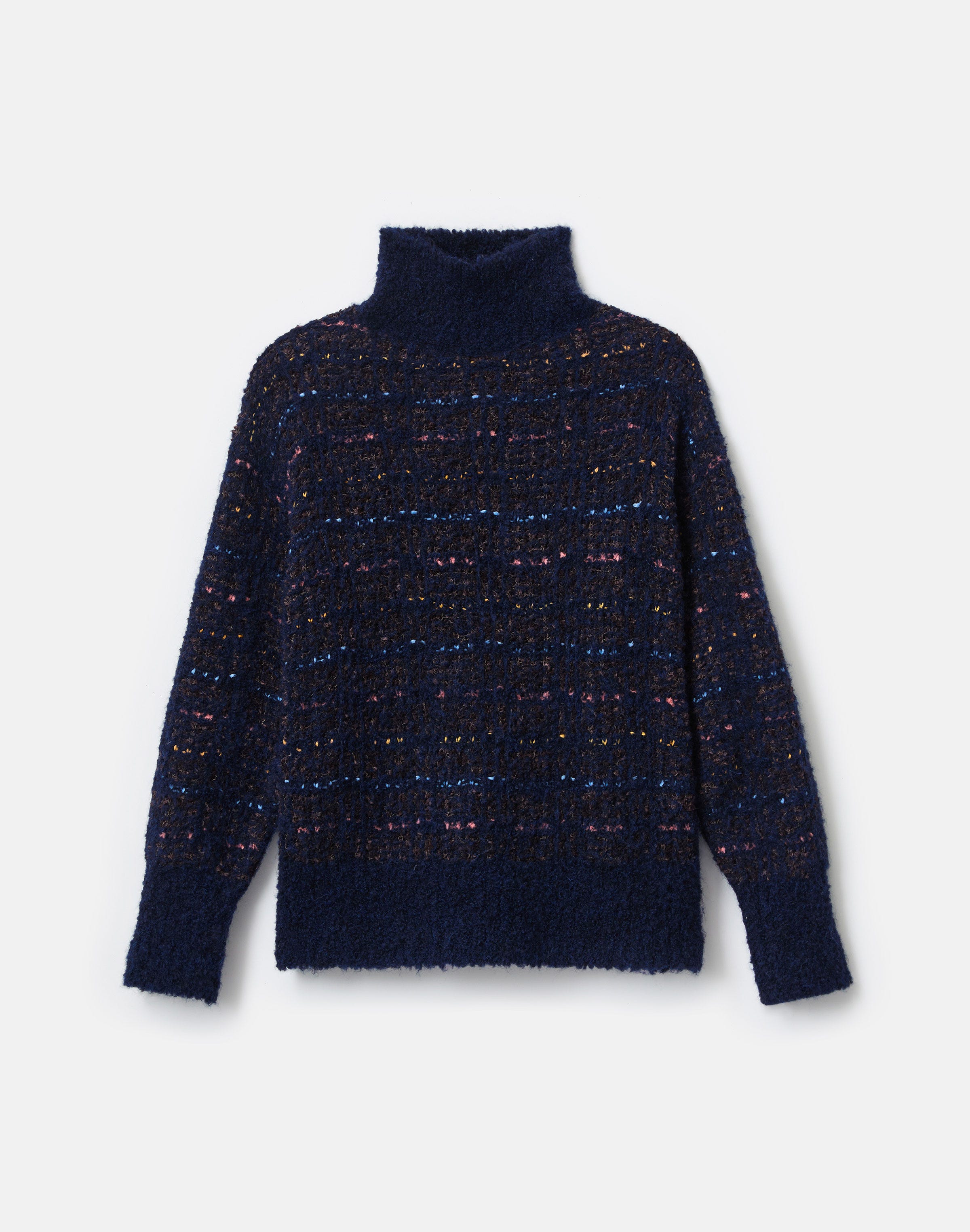 Lofty Alpaca-Linen Bouclé Turtleneck Sweater