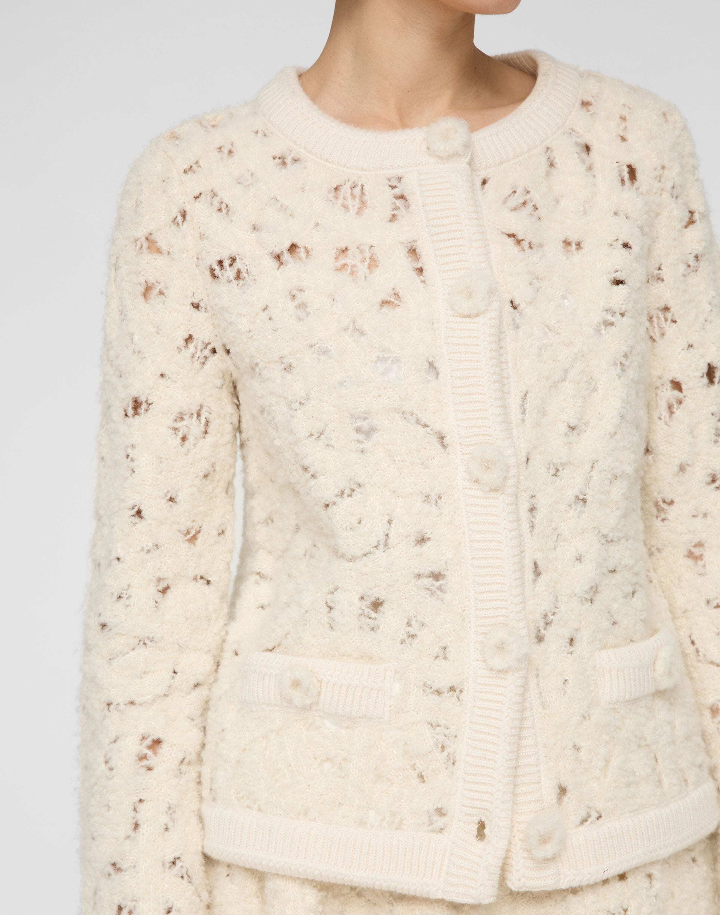 Lofty Alpaca Bouclé Embroidered Cardigan