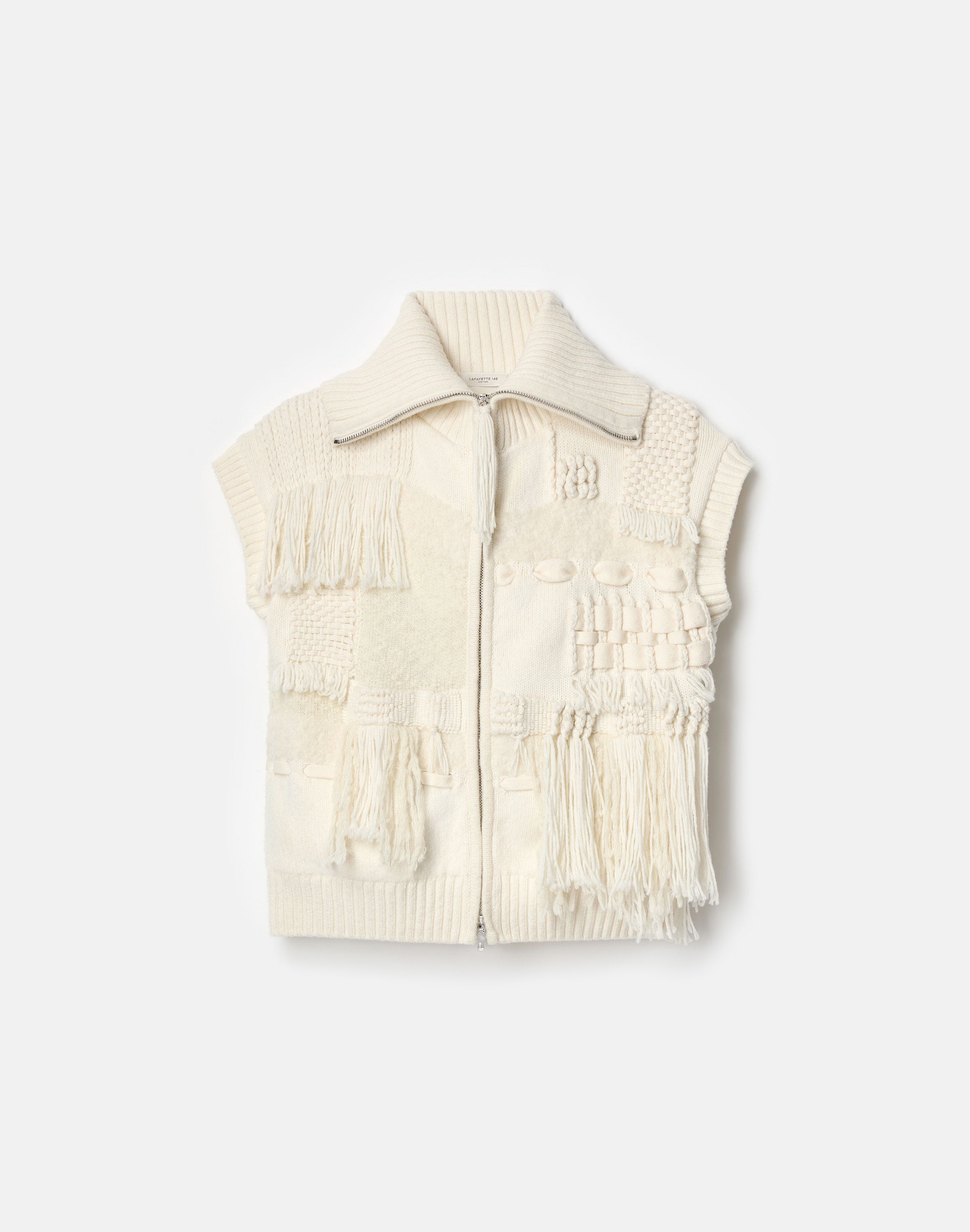 Merino Wool-Cashmere Knit & Handwoven Fringe Vest