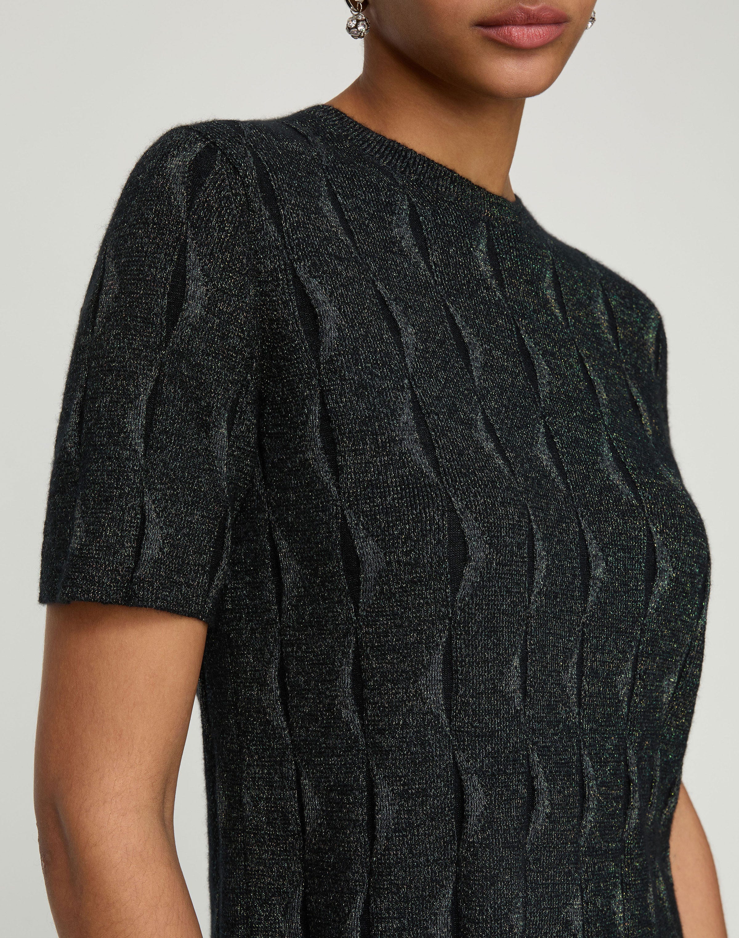 Plus-Size Iridescent Fine Gauge Cashmere Crewneck Sweater