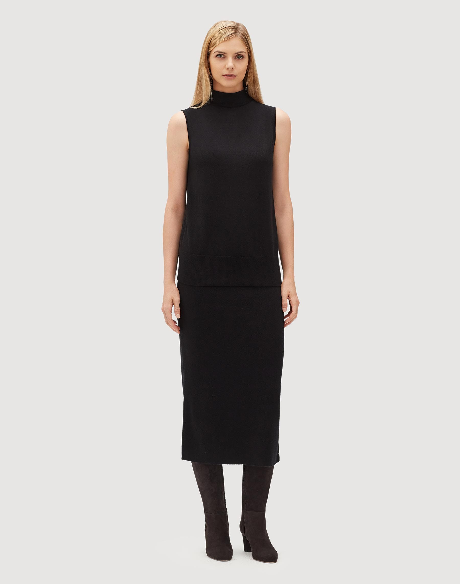 Luxurious Cashmere Silk Sleeveless Mockneck Sweater