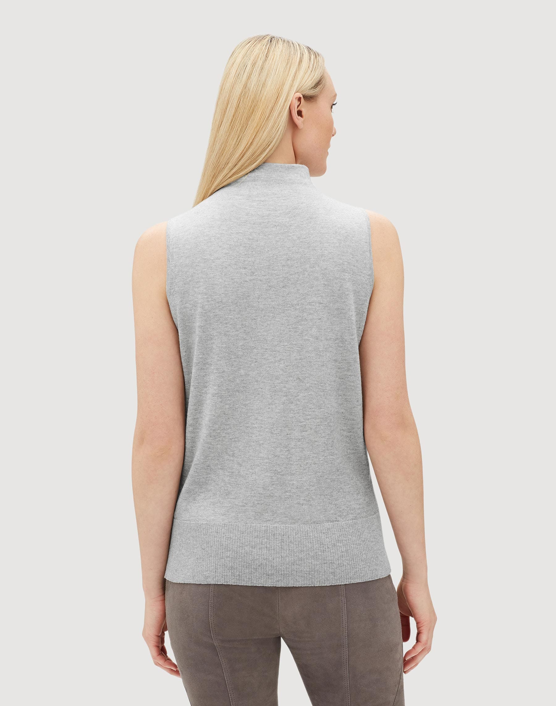 Luxurious Cashmere Silk Sleeveless Mockneck Sweater